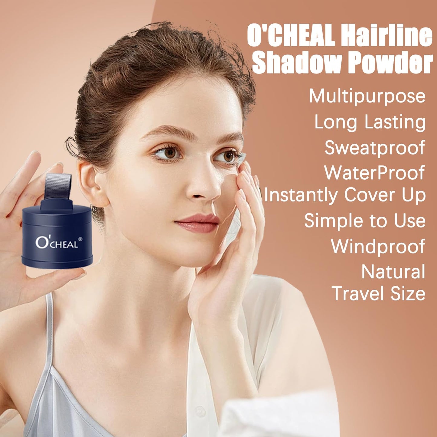 Rosy Brown O'CHEAL Hairline Powder Dark Brown, Waterproof Hair Fibers for Thinning Hair, Instantly Root Touch Up Hair Color for Gray Hair Coverage, Long Lasting Hair Line Shadow Toppers Powder for Men and Women