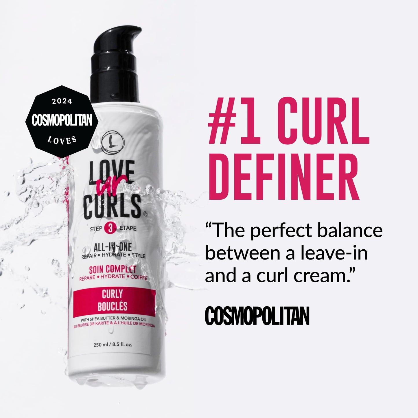 White Smoke Love Ur Curls - Shampoo & Conditioner Set with All in One Curl Cream Styler for Curly Hair, 3 Step System for Repair and Moisturizing