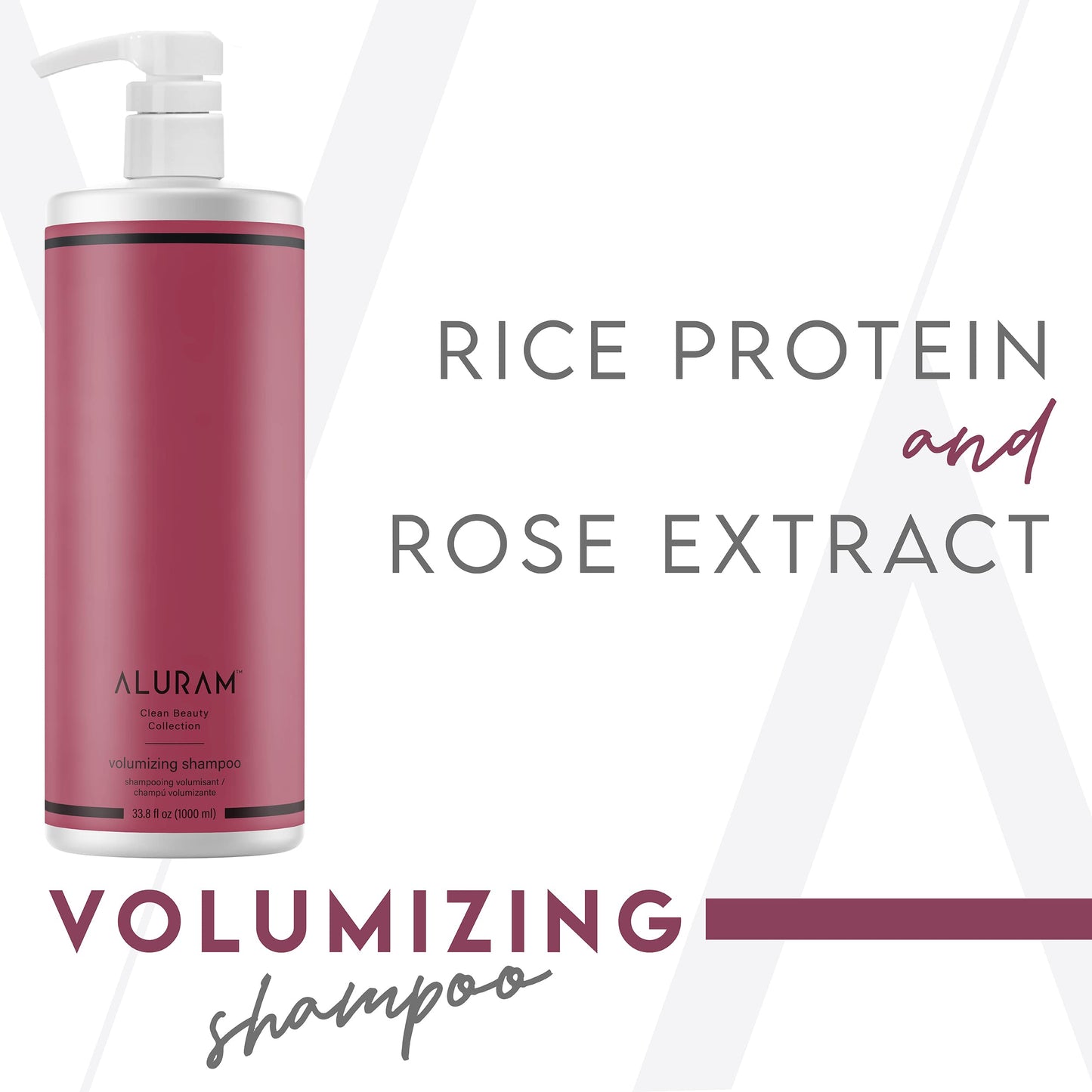 White Smoke ALURAM Volumizing Shampoo, Non-Drying Gentle Cleanser Adds Body & Fullness for All Hair Types, 33.8 Fl Oz