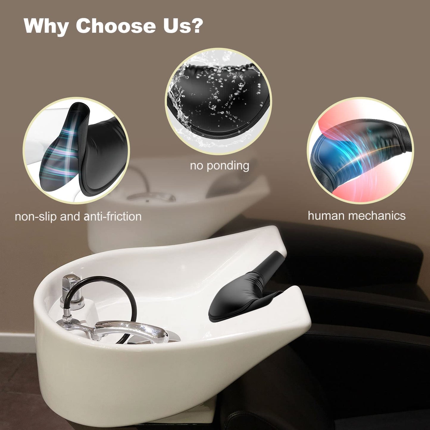 Dim Gray AISEELY Shampoo Bowl Neck Rest for Salon, Salon Shampoo Neck Rest Cushion, Professional Shampoo Bowl Neck Cushion, Silicone Salon Sink Neck Rest for Wash Basin Hair Washing Tray for Sink at Home