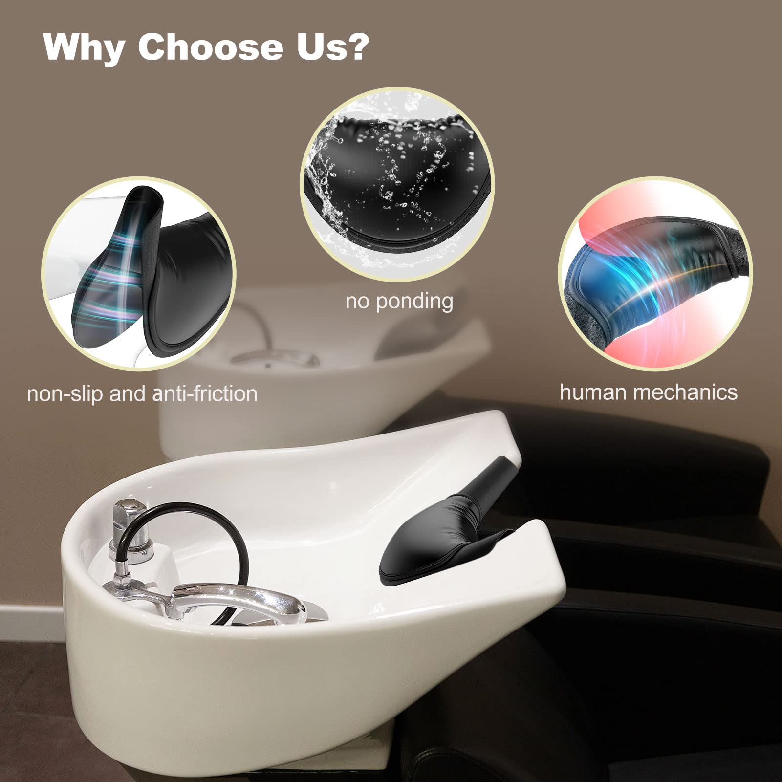 Dim Gray AISEELY Shampoo Bowl Neck Rest for Salon, Salon Shampoo Neck Rest Cushion, Professional Shampoo Bowl Neck Cushion, Silicone Salon Sink Neck Rest for Wash Basin Hair Washing Tray for Sink at Home