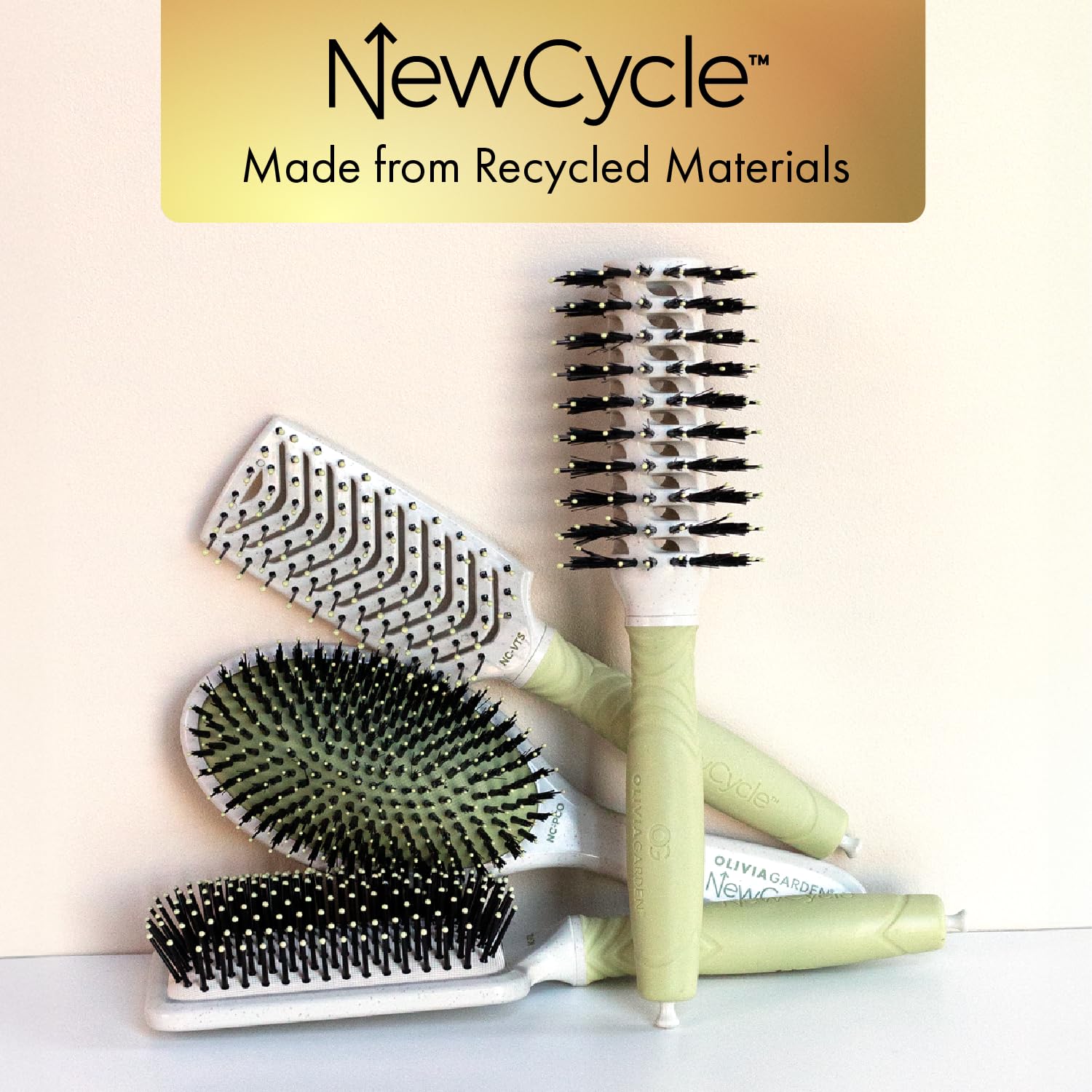 Seashell Olivia Garden NewCycle Ionic bristles Cushion Hair Brush and made from 100% recycled material (except bristles and cushion)