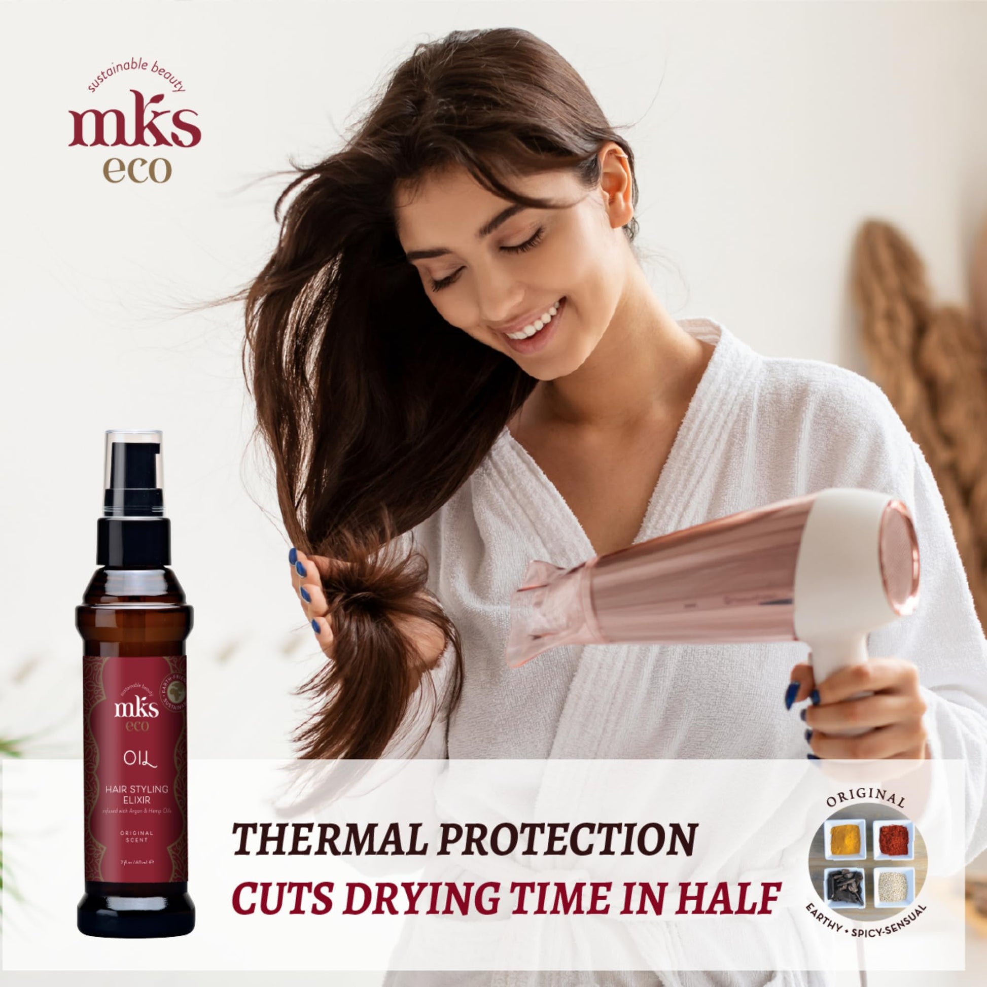Lavender MKS eco Oil, Original - 2 fl oz - Hair Styling Elixir - Moroccan Argan Oil, Hemp Seed Oil - Moisturize & Nourish Hair, Control Frizz, Increase Smoothness - Vegan & Cruelty Free