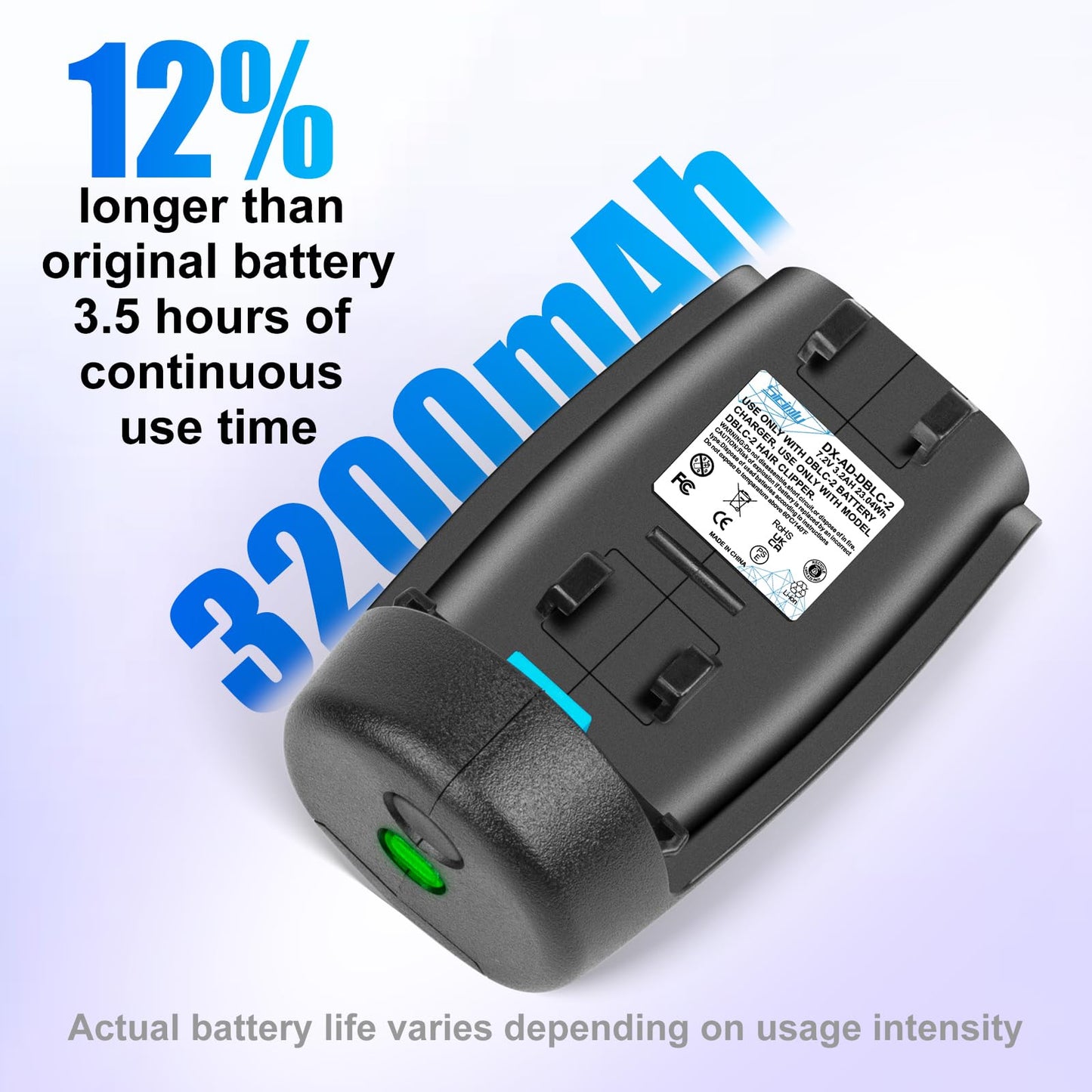 White Smoke DBLC-2 Battery Replacement for Andis Supra ZR II & Pulse ZR II 5-Speed Cordless Clippers -Compatible with 79025 79170 79005 561458 Models-Upgraded long-lasting li-ion(3.5H Use) Fits Original Charger