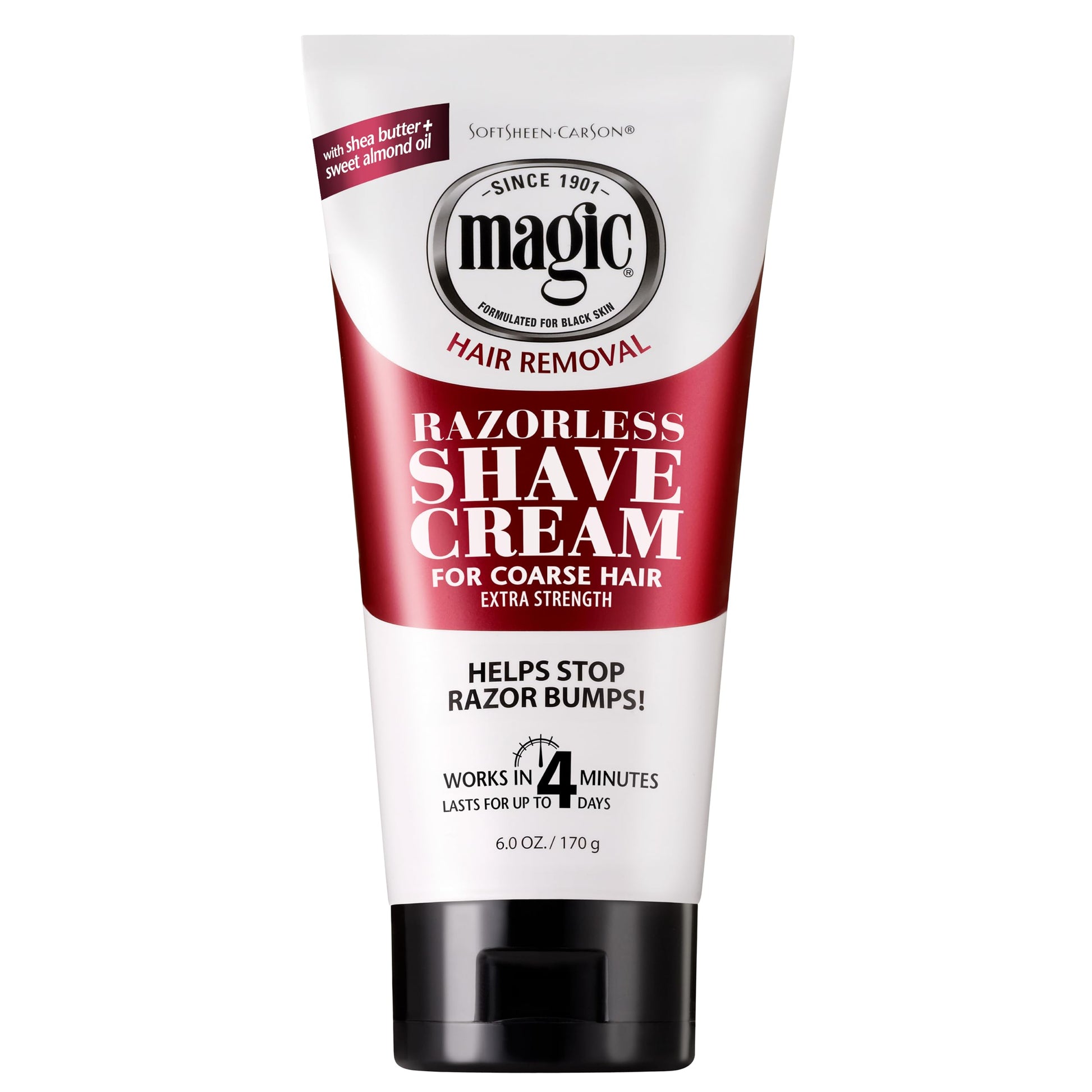 White Smoke SoftSheen-Carson Magic Razorless Shaving Cream, Depilatory Hair Removal Cream for Body Hair, Extra Strength, Works in 4 Minutes for, 6 oz