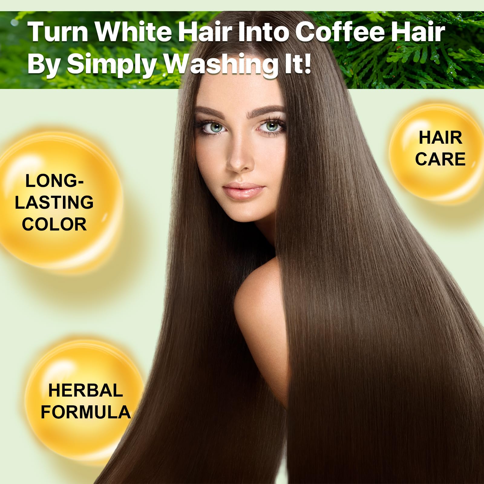 Black Instant Hair Dye Shampoo Dark Coffee, 500ml Color for Gray Coverage, Nature Herbal 3 in 1 for Men and Women, Long Lasting 16.9 Fl Oz