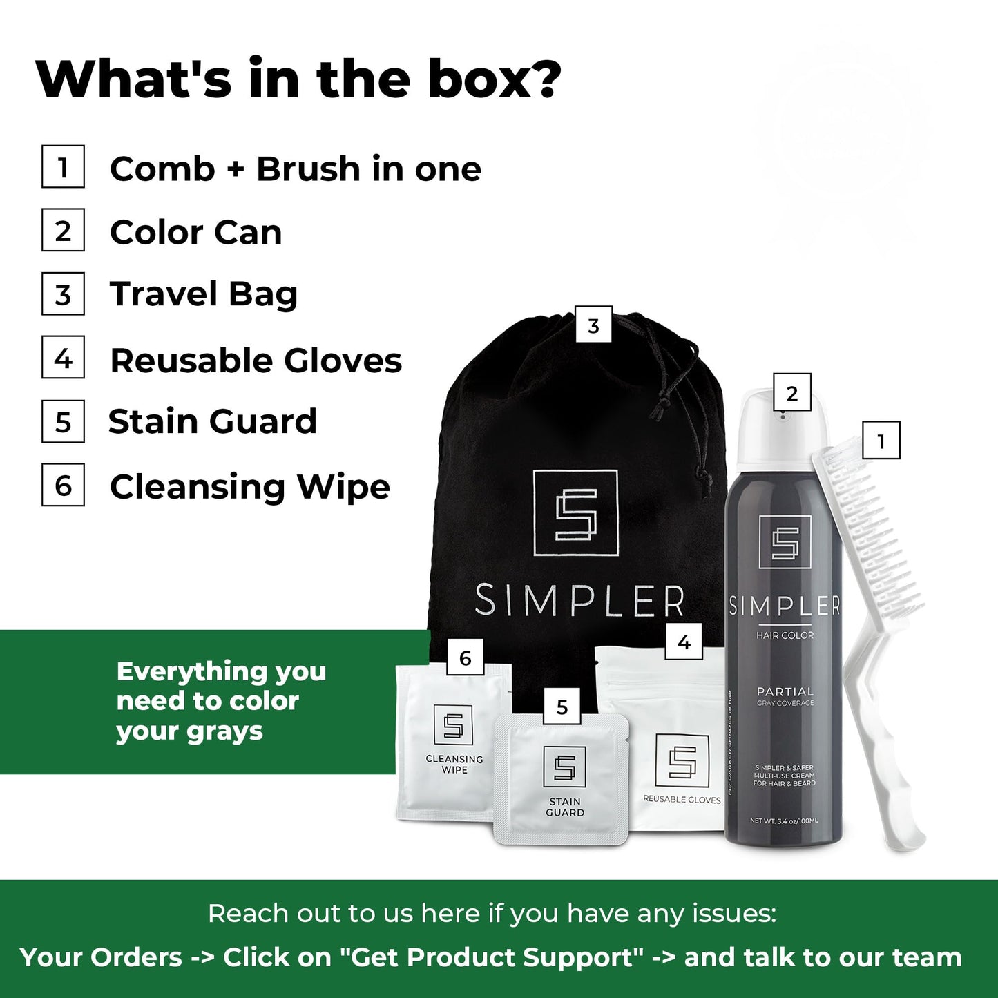 White Smoke Simpler Partial Coverage Men's Hair Color Color Box - Permanent Beard and Mustache Dye - Ammonia-Free Beard Hair Dye — Fast Gray Blending — Salt & Pepper Look - Darker Shades
