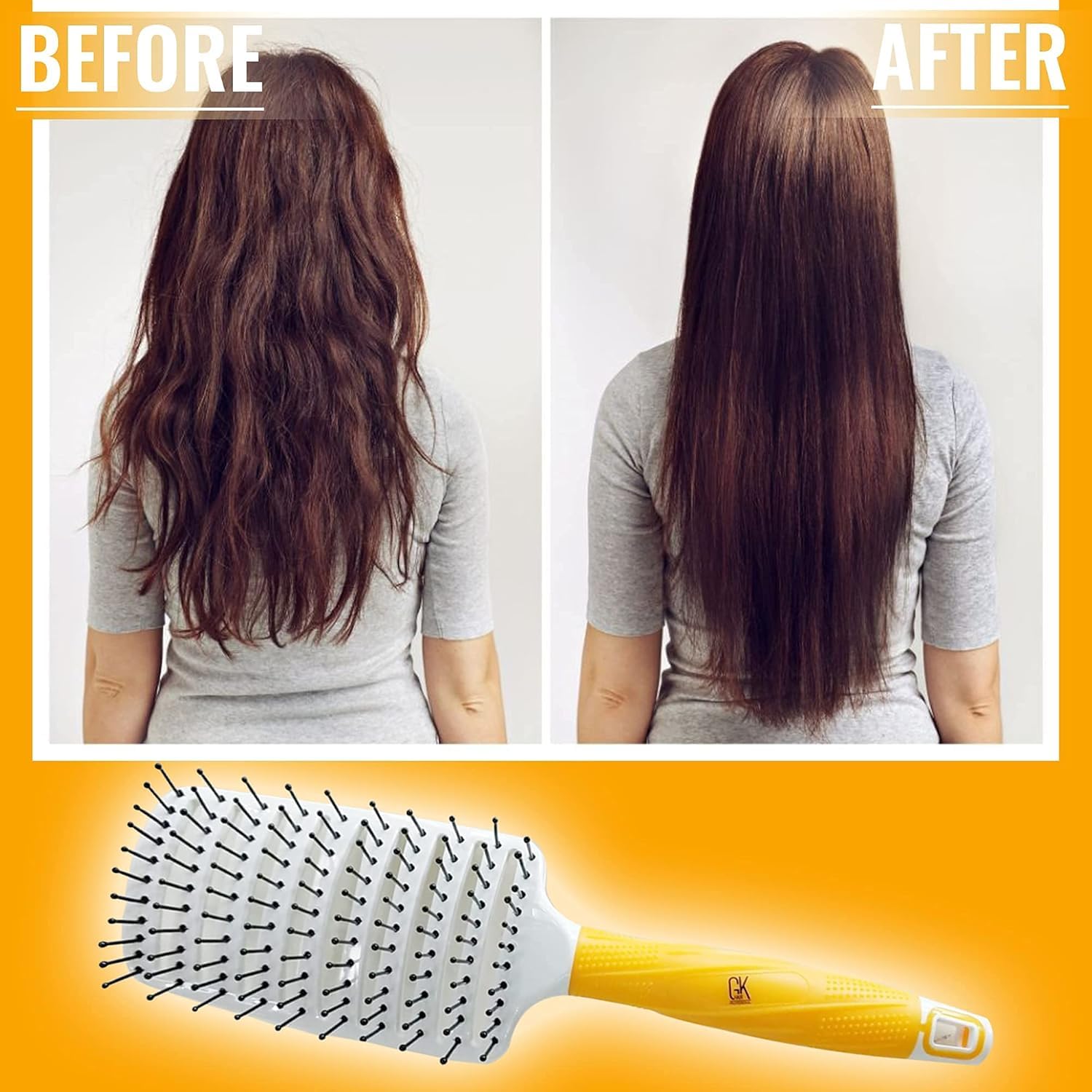 Lavender GK HAIR Global Keratin Professional Curved Vented Brush 2.5 Inch for Blow Drying Styling Detangling Vent Brush with Pin Bristles & Non Slip Grip for Long Curly Tangled Straight & Thick Hair - Unisex