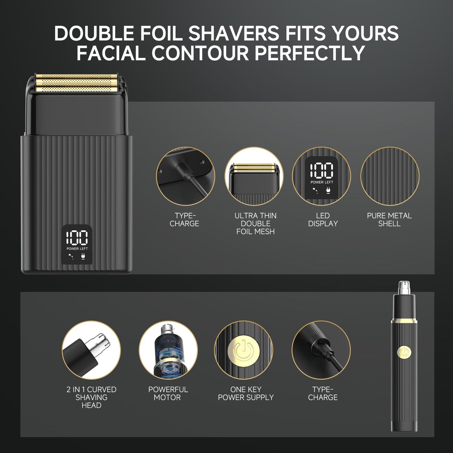 Dark Slate Gray GTS Hair Clippers for Men Professional, Beard Trimmer Kits & Sets, Cordless Mens Hair Trimmer, Electric Shavers, Haircutting Machine with LED Display, for Barber 4 in 1