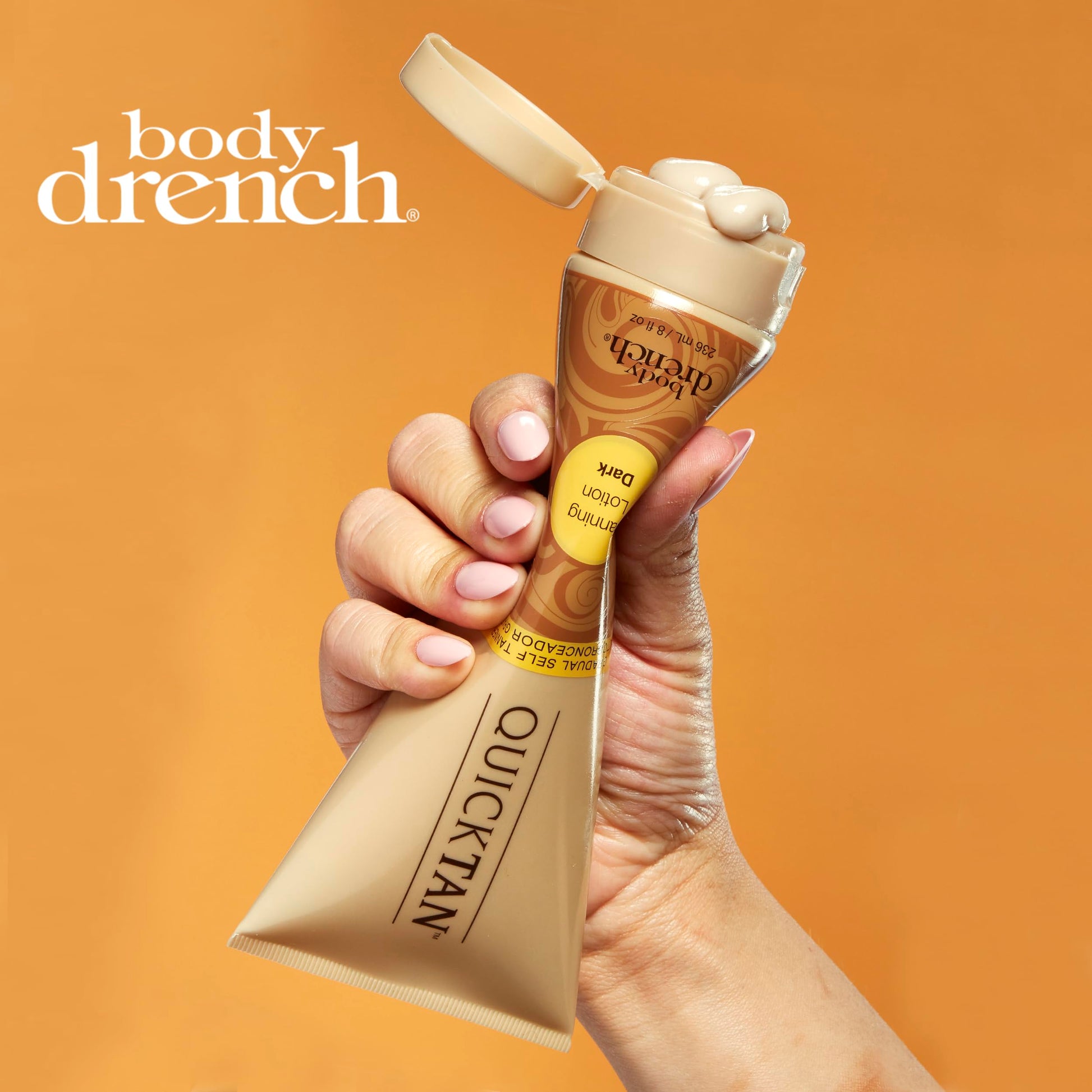 Sandy Brown Body Drench Quick Tan Self Tanner Body Lotion – Sunless Tanning Lotion for Women, Natural-Looking Self Tan, Dark, 8 fl oz
