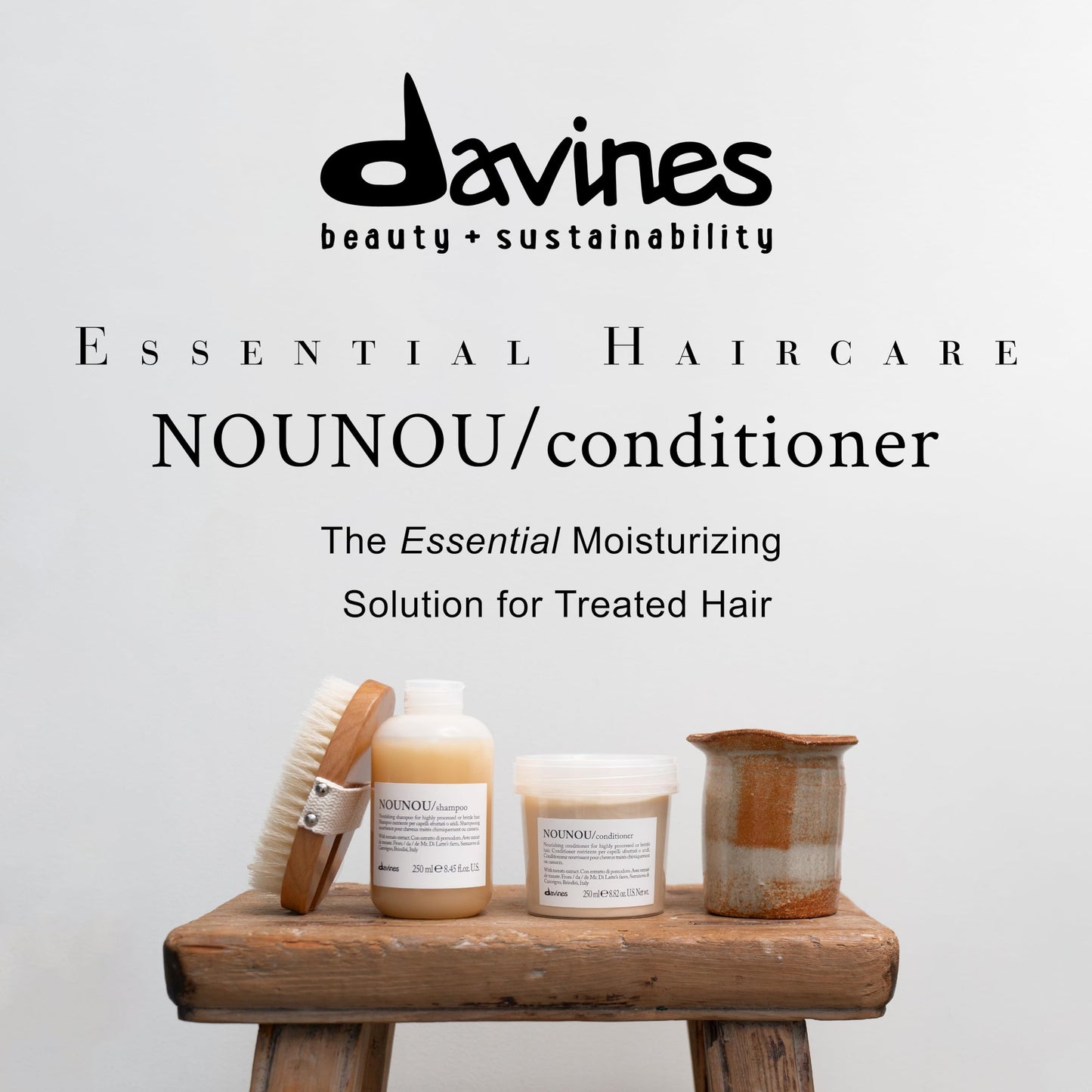 Lavender Davines NOUNOU Conditioner, Nourishing Emollient Effect for Highly-Processed, Chemically Treated, Dry, Damaged or Brittle Hair - Easy to Untangle, Travel Size, 2.54 Fl Oz