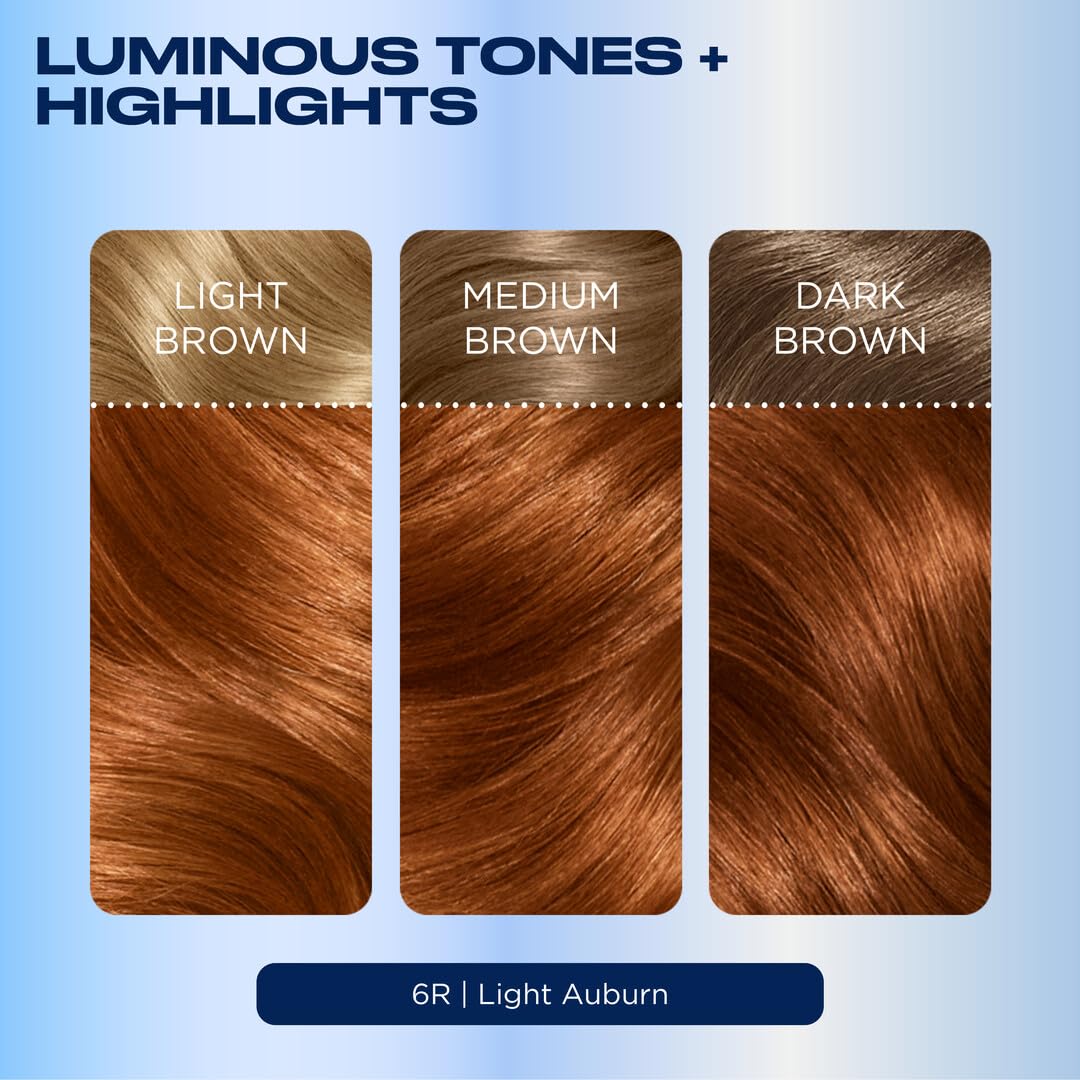 Saddle Brown Clairol Nice'n Easy Permanent Hair Dye, 6R Light Auburn Hair Color, Pack of 1 - Packaging May Vary
