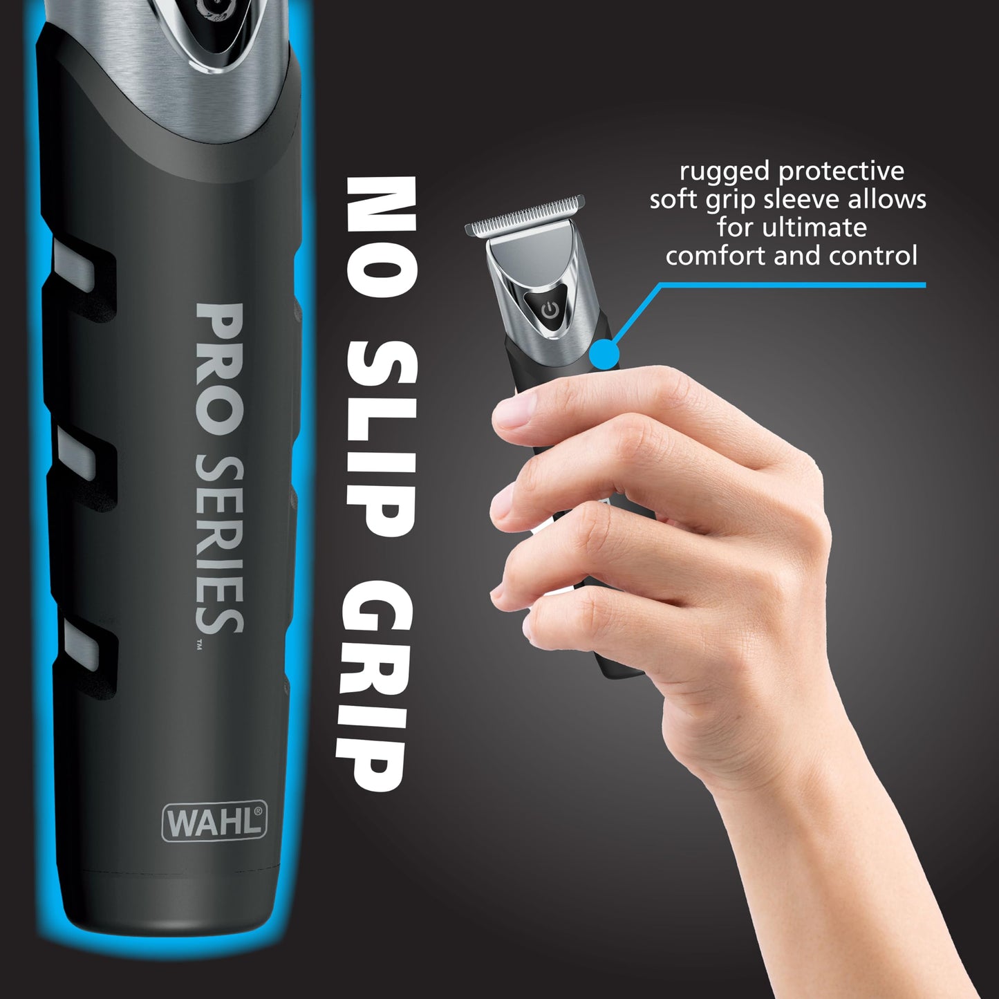 Dark Slate Gray Wahl USA Pro Series Forever BladeTM Stainless Steel Cordless Rechargeable Beard Trimmer for Men with No Slip Grip & USB Charge – Model 3026017