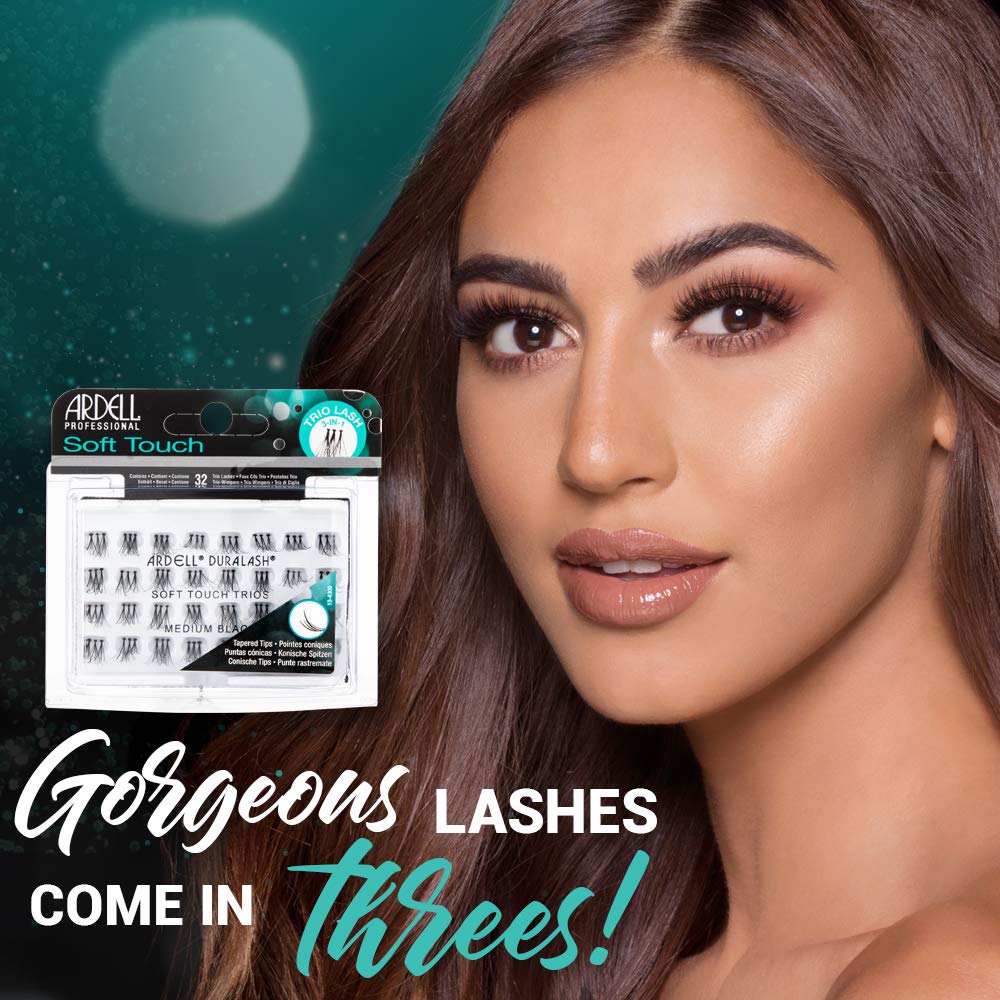 Dark Salmon Ardell False Eyelashes Soft Touch Trios Individuals Medium Black 4 Pack