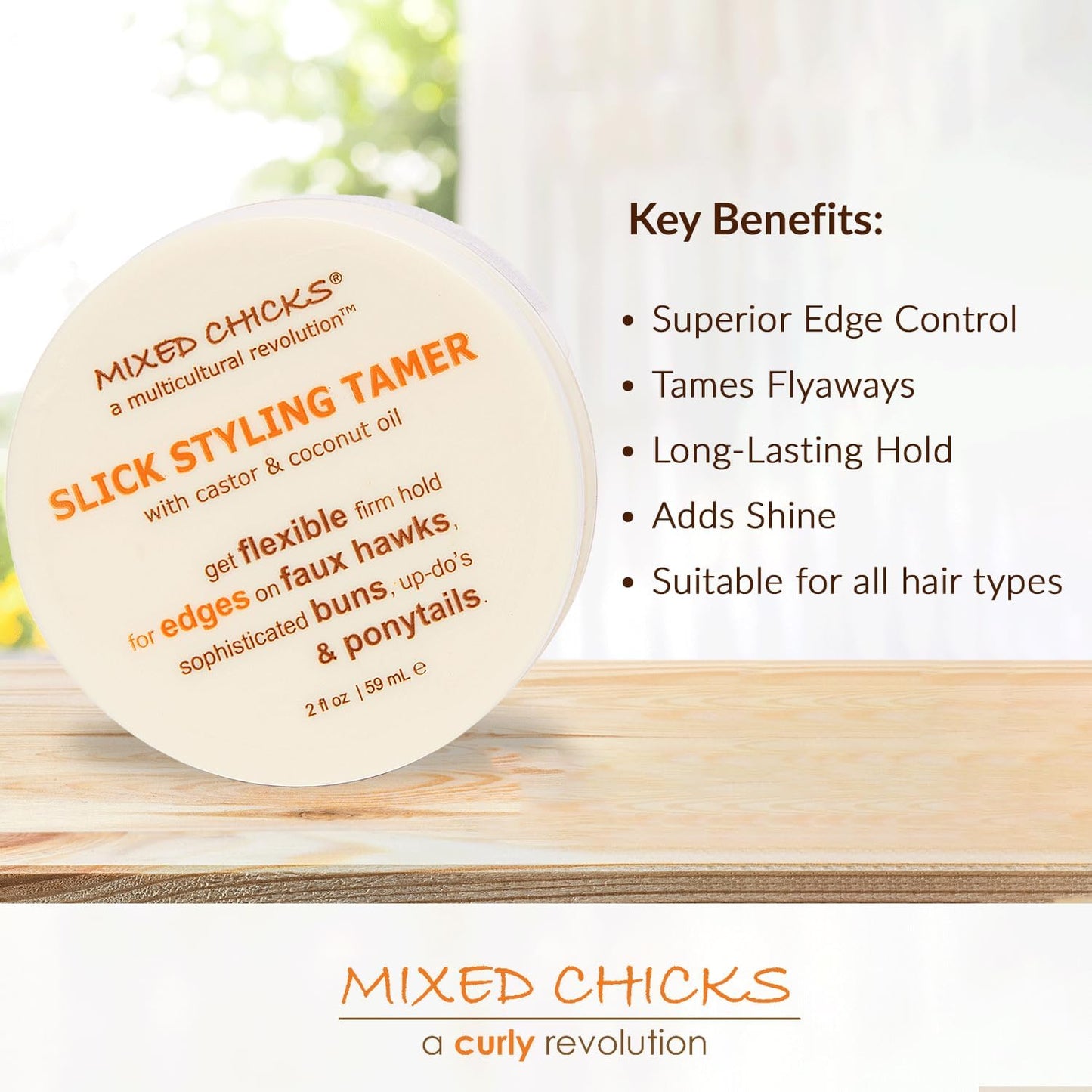 White Smoke Mixed Chicks Slick Styling Tamer-Edge Tamer with Castor and Coconut Oil, 2 fl. oz.