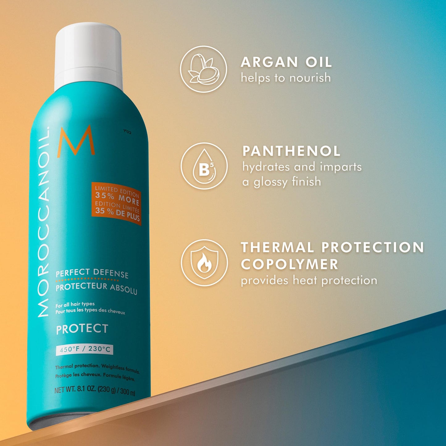 Tan Moroccanoil Jumbo Perfect Defense Heat Protectant