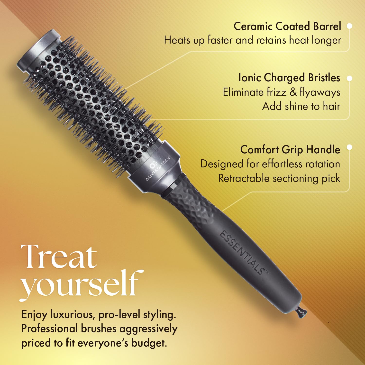 Sandy Brown Olivia Garden ESSENTIALS Thermal brush 1 1/4" (35 mm)