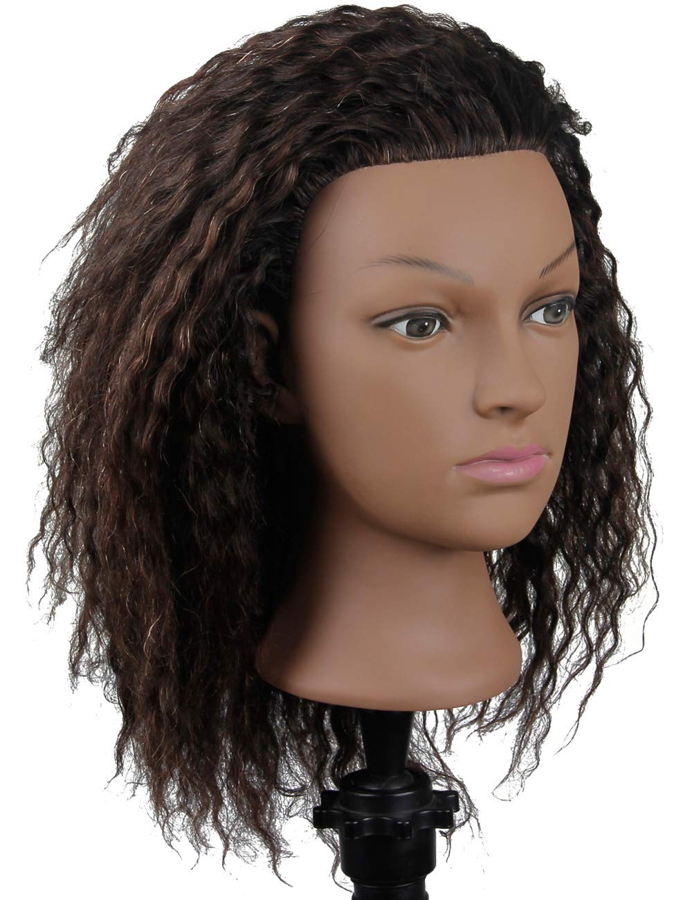 White Smoke African American Mannequin Head with 100% Human Hair Manikin Head with Stand for Styling Hair Blowing Hair Cutting Braiding (Afro Kinky Straight)