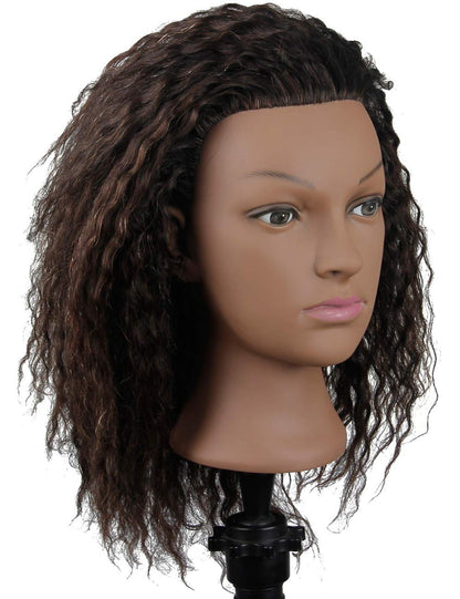 White Smoke African American Mannequin Head with 100% Human Hair Manikin Head with Stand for Styling Hair Blowing Hair Cutting Braiding (Afro Kinky Straight)