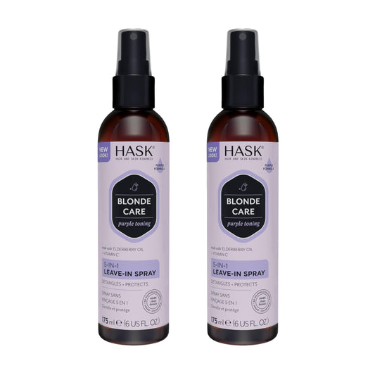 White Smoke HASK BLONDE CARE 5-IN-1 Leave-In Spray Conditioner 2 Piece Bundle- vegan formula, cruelty free, color safe, gluten-free, sulfate-free, paraben-free