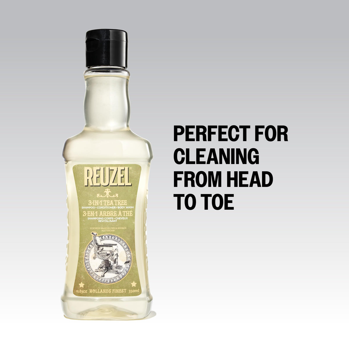 White Smoke Reuzel 3-In-1 Tea Tree Shampoo, Cleanses Hair and Body, 11.83 oz