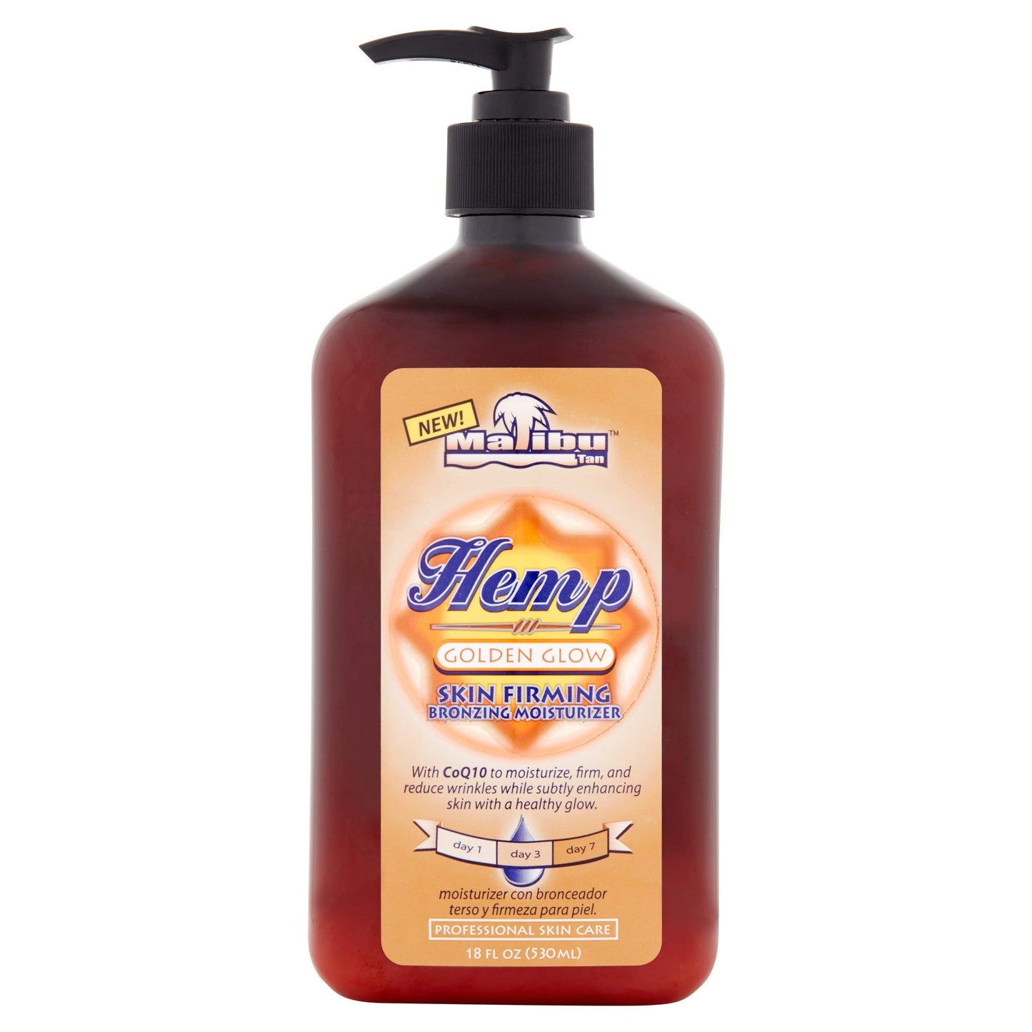 White Smoke Malibu Tan Hemp Golden Glow Skin Firming Bronzing Moisturizer, 18 fl oz (Pack of 2)