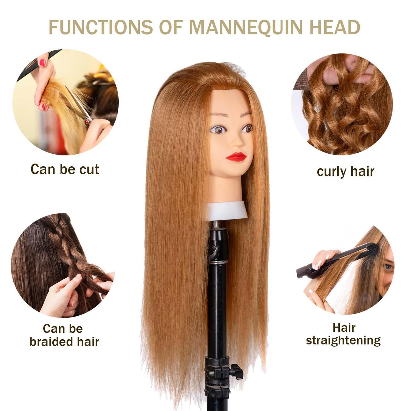 White Smoke Depaajk Mannequin Head with 80% Human Hair Straight 26"-28" Doll Head with Hair Cosmetology Mannequin Head Human Hair for Hairdresse (27#yellow)