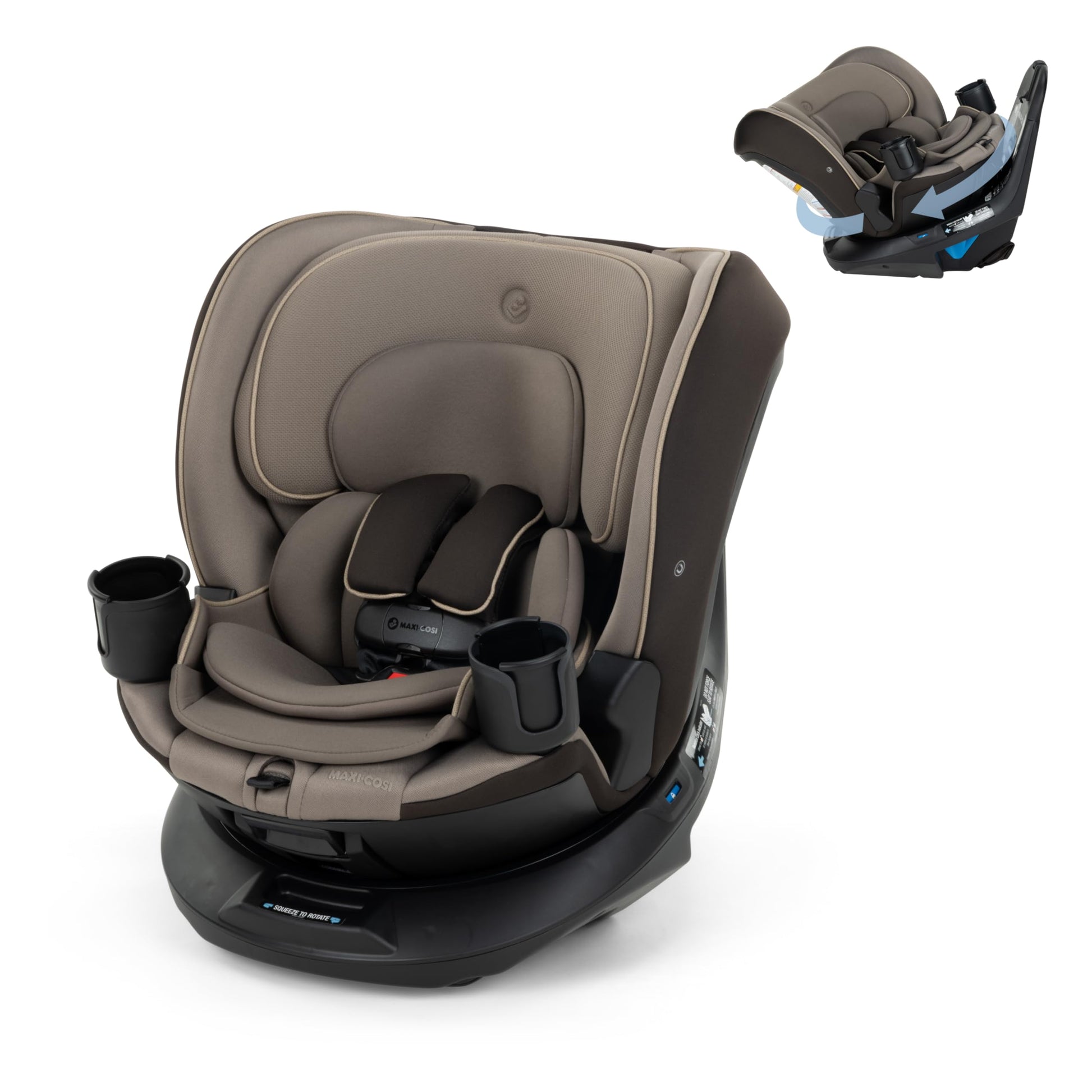 White Smoke Maxi-Cosi Andi 360 Rotating All-in-One Baby Convertible Car Seat, Rear Facing, Forward Facing Infant Toddler Booster, Easy Rotation, Tension System, Harness Adjust, Truffle