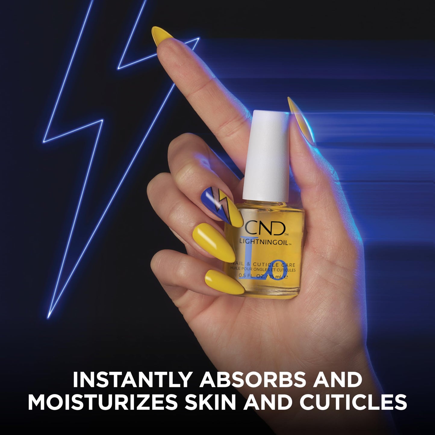 Black CND LIGHTNINGOIL, Lightning-fast absorption & hydration, nail & cuticle care, 0.5 fl oz