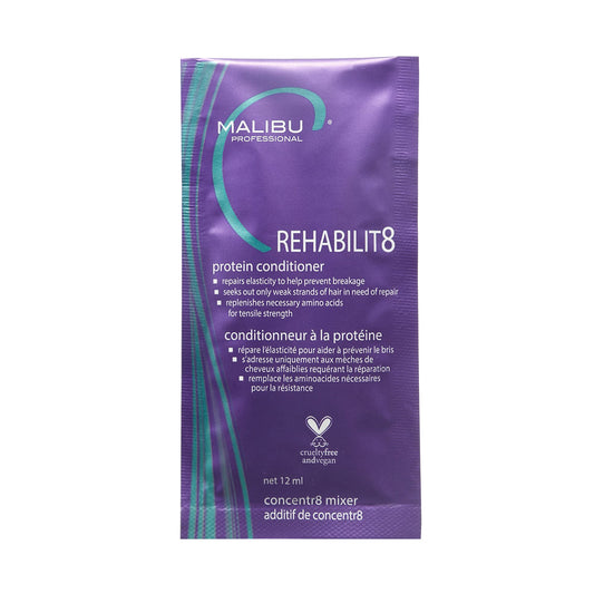 Dim Gray Malibu C REHABILIT8 Smoothing Protein Conditioner (1 Packet) - Replenishes Hair Protein & Amino Acids to Prevent Breakage - Hydrating Conditioner for Damaged Hair