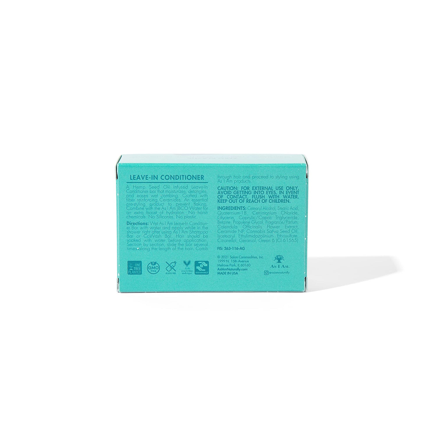 Medium Turquoise As I Am Hemp Seed Oil Conditioner Bar - ounce with Calendula Betaine &