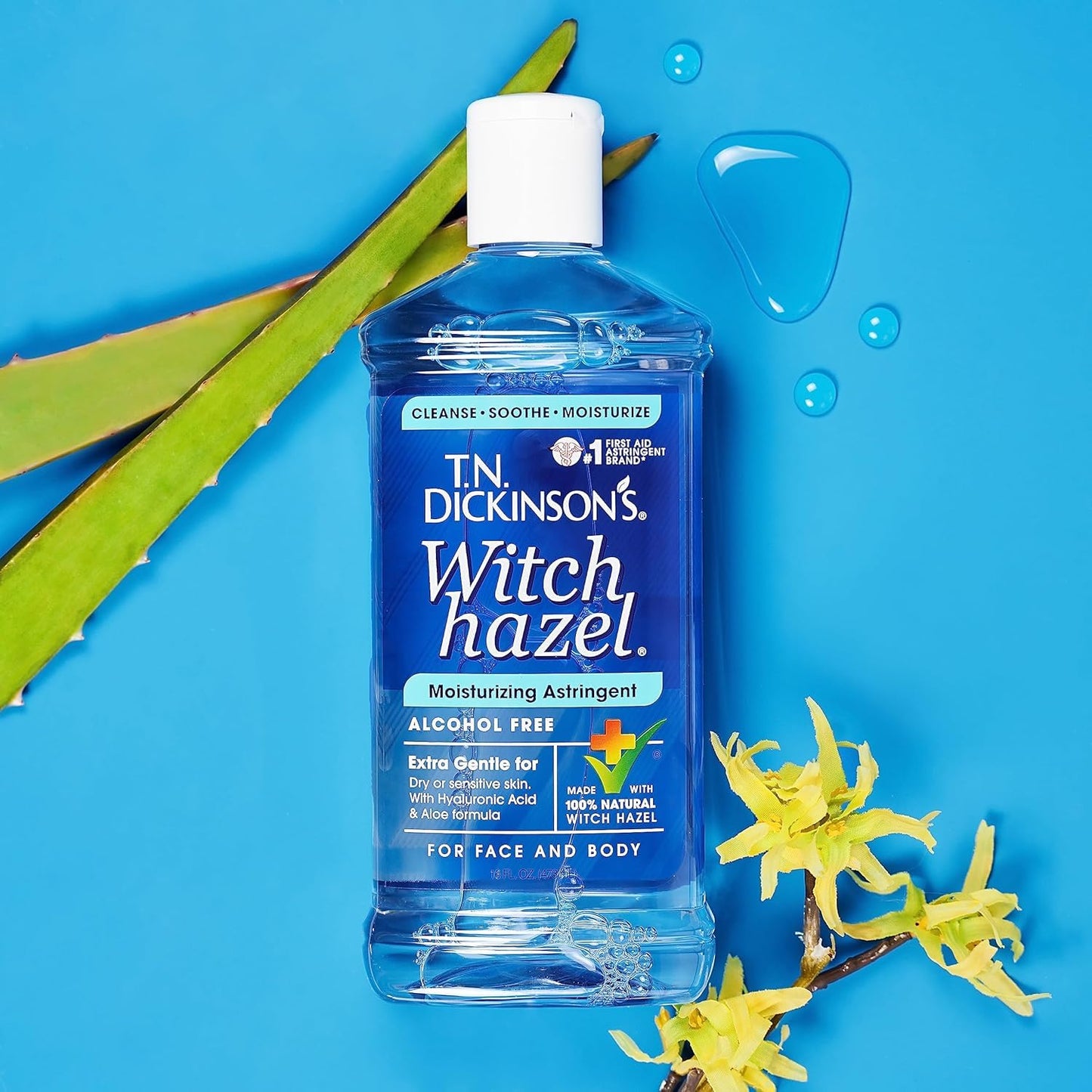 Medium Turquoise T.N. Dickinson's Witch Hazel Alcohol Free Moisturizing Astringent | 100% Natural Witch Hazel | Calms, Nourishes, Hydrates Skin | for Face & Body | 16 Fl Oz