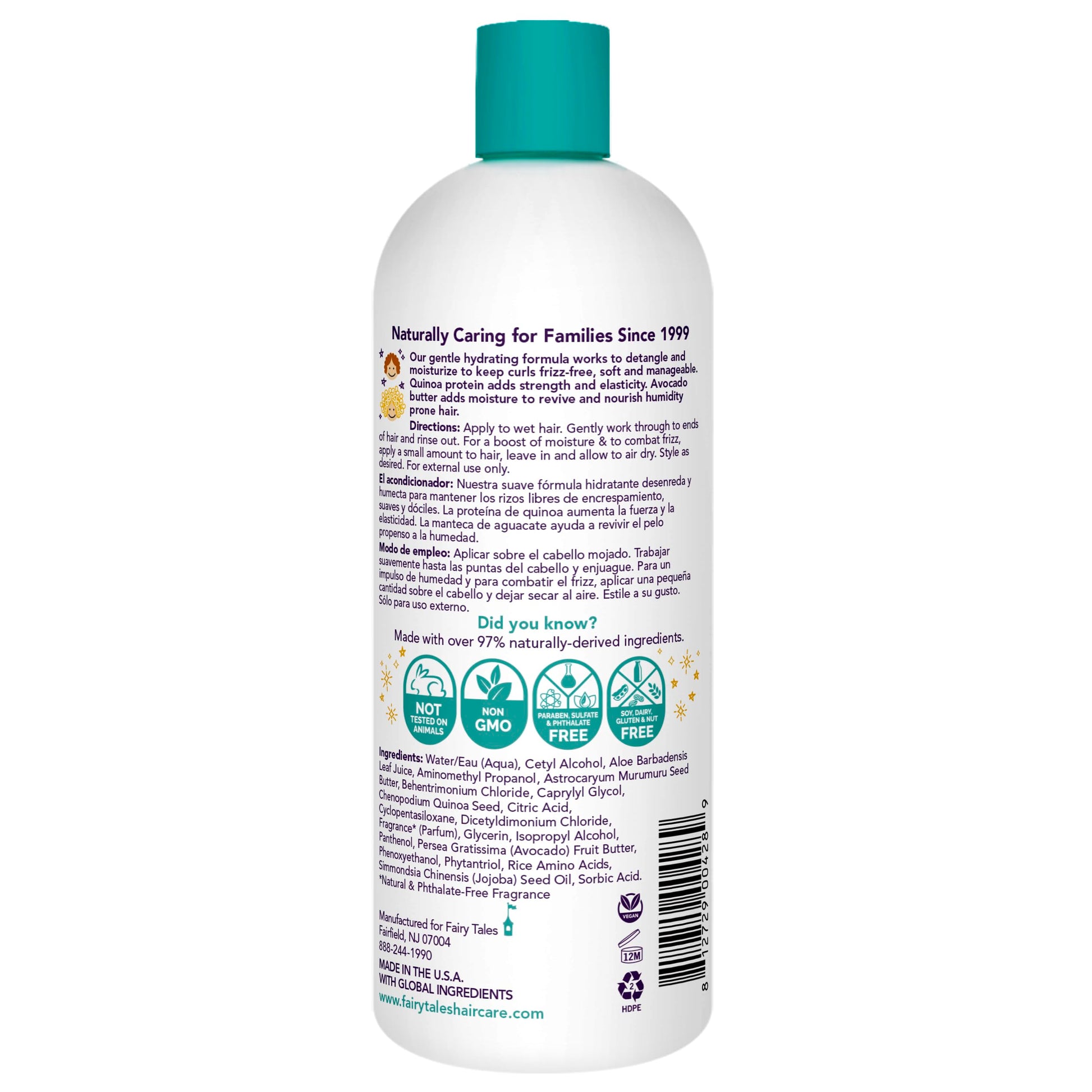 White Smoke Fairy Tales Curly Q Hydrating Kids Conditioner – Paraben, Sulfate, Gluten, and Nut Free – For all Types of Curls Including Multi Cultural Hair – 32oz.