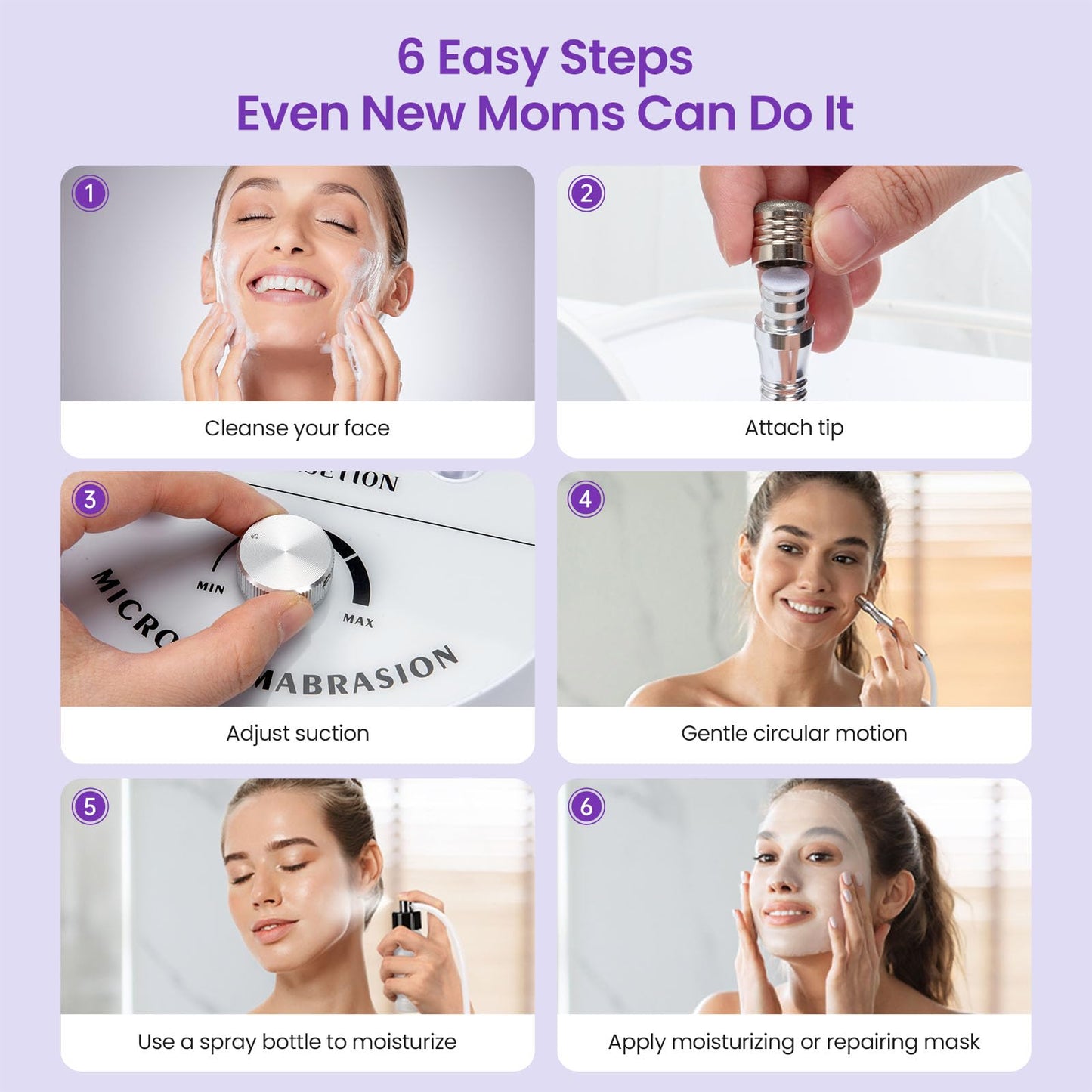 White Smoke UNOISETION Diamond Microdermabrasion Machine Professional, 3 in 1 Dermabrasion Facial Peeling Skin Care Device for Salon Personal Home Use