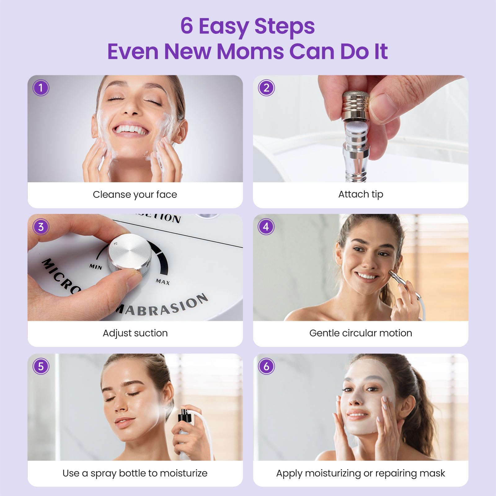 White Smoke UNOISETION Diamond Microdermabrasion Machine Professional, 3 in 1 Dermabrasion Facial Peeling Skin Care Device for Salon Personal Home Use