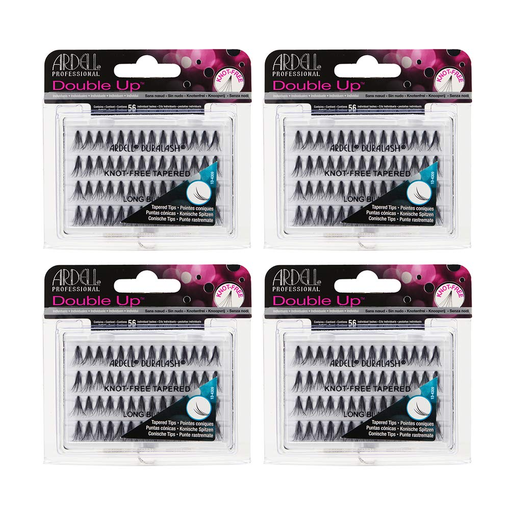 White Smoke Ardell Individual Lashes False Eyelashes Double Up Soft Touch - Long, Black, DIY Lash Clusters, Reusable Eyelash Extensions, 4 Pack
