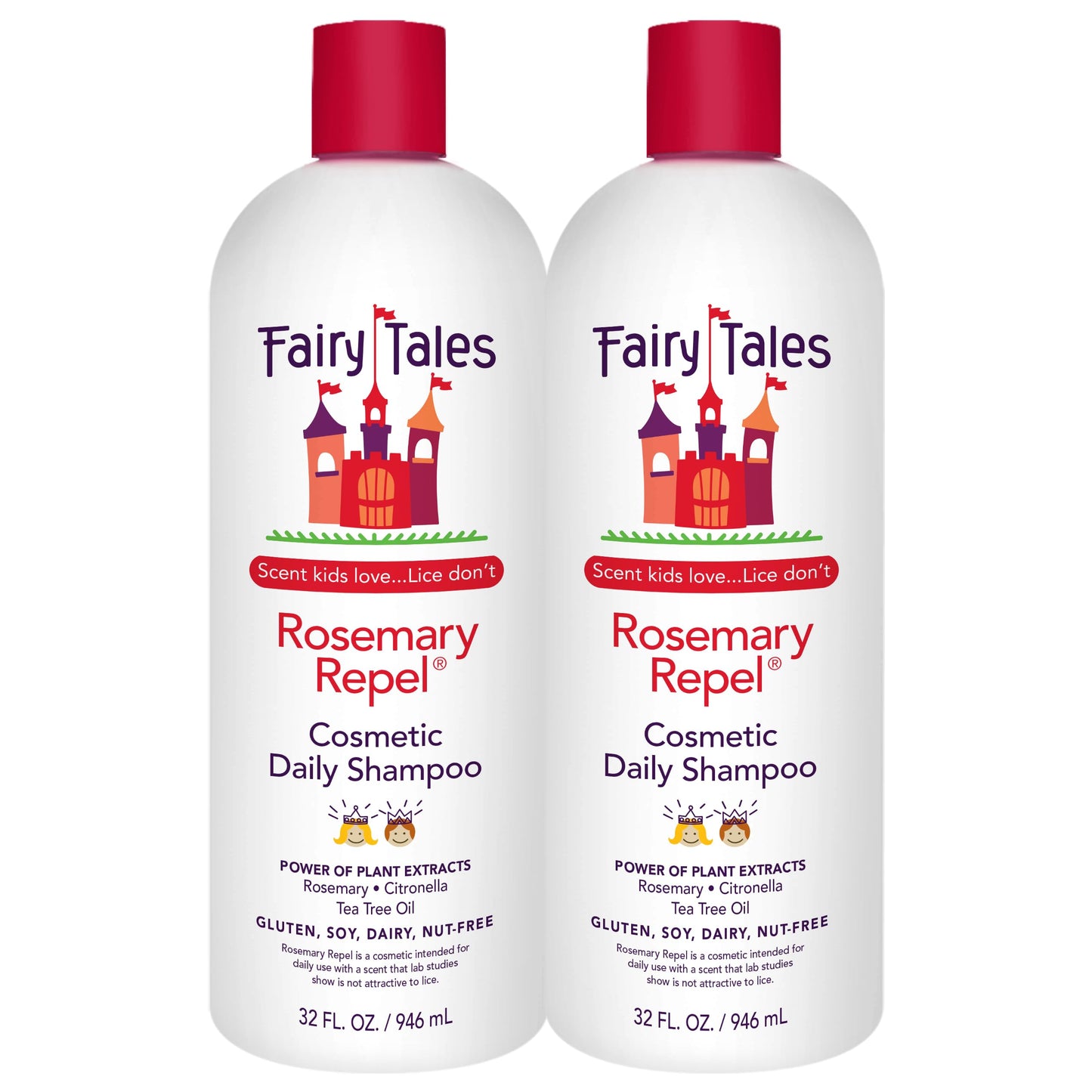 Champú diario para niños Fairy Tales Rosemary Repel: a los niños les encanta el olor, a los piojos no, 947 ml (paquete de 2)