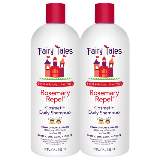 Champú diario para niños Fairy Tales Rosemary Repel: a los niños les encanta el olor, a los piojos no, 947 ml (paquete de 2)