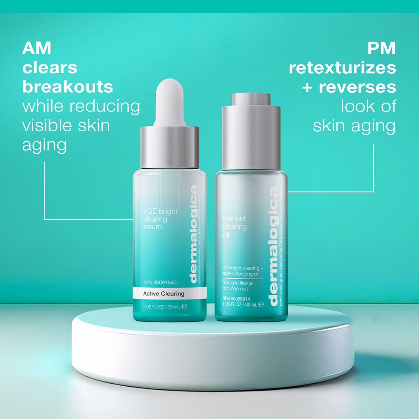 Medium Turquoise Dermalogica Age Bright Clearing Serum (1 Fl Oz) Anti-Aging Face Serum with Salicylic Acid - Promotes Smoother, Clearer, Brighter, and More Even Skin
