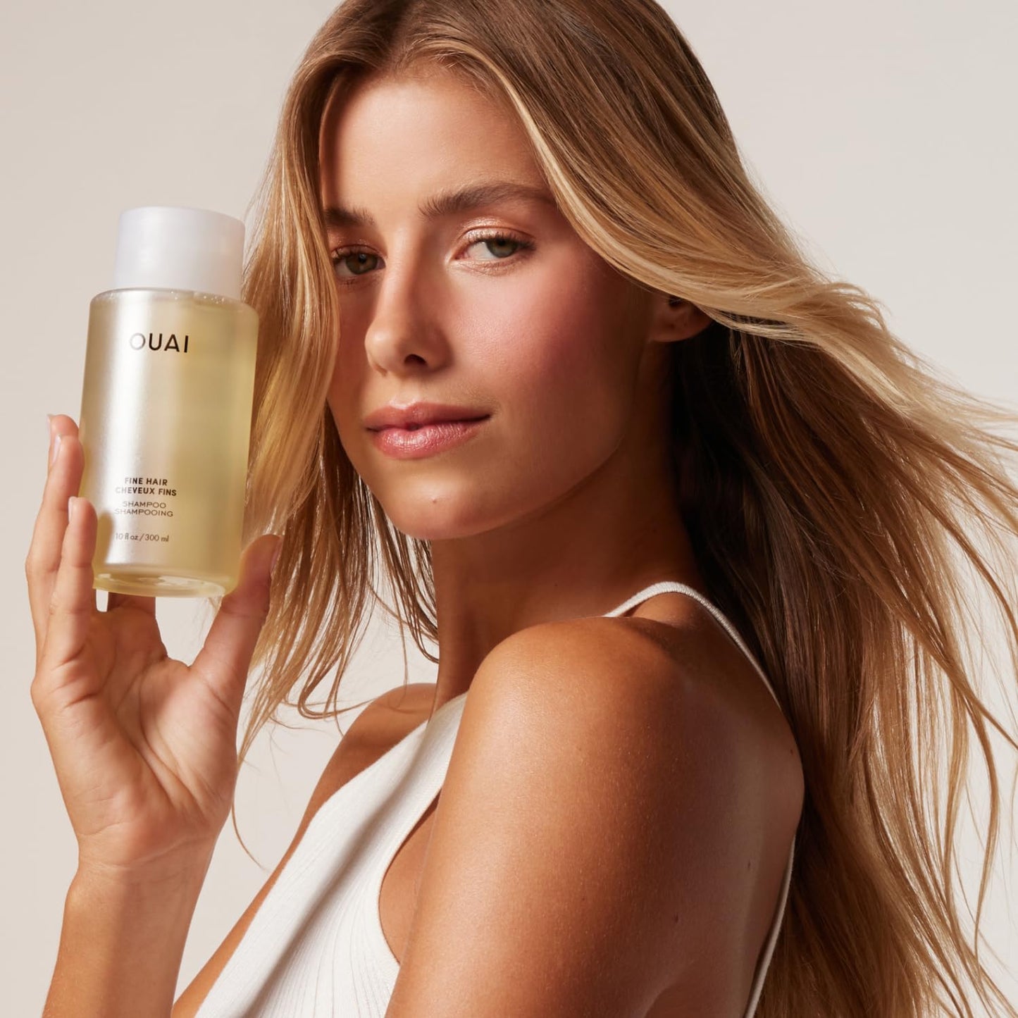 Light Gray OUAI Fine Hair Shampoo - Biotin Thickening Shampoo for Flat, Thin Hair - Volumizing & Strengthening Keratin & Chia Seed Oil for Women & Men - Lightweight, Color-Safe, Sulfate Free, 10 Oz
