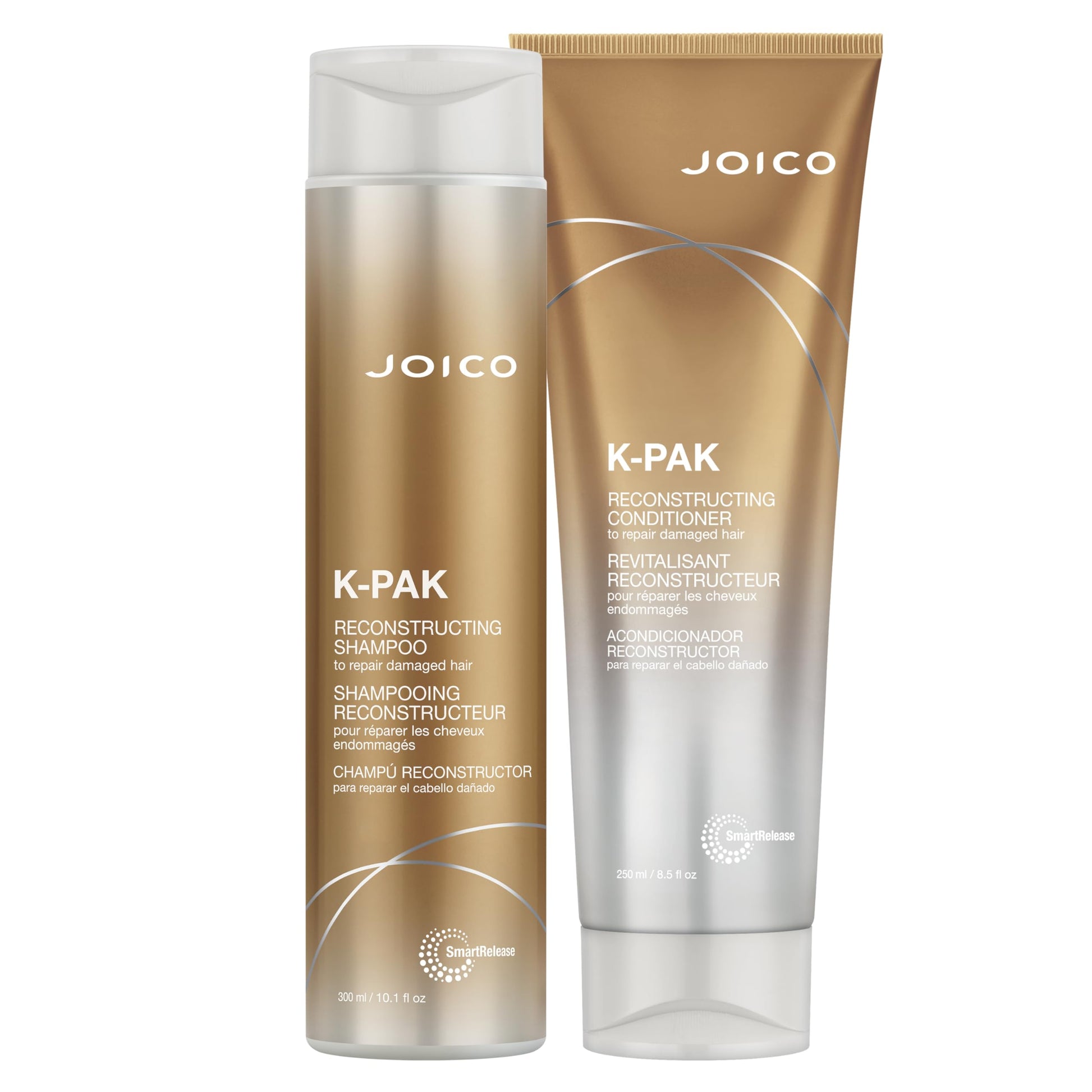 White Smoke Joico K-PAK Daily Shampoo and Conditioner Set to Repair Damage, 10.1-Ounce