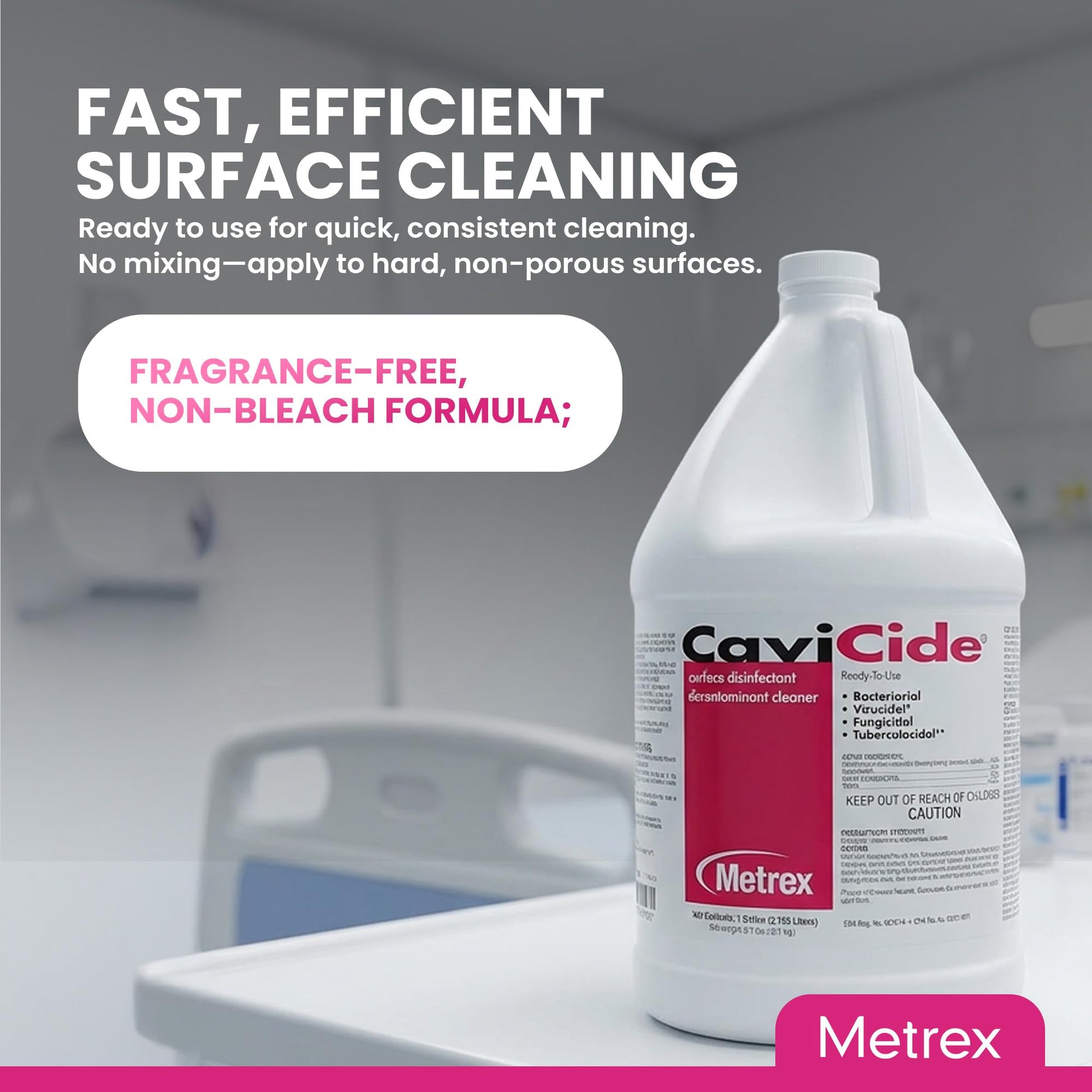 Dim Gray Metrex CaviCide Surface Disinfectant Cleaner, 13-1000 – Multi-Purpose Disinfectant, Decontaminant & Cleaner for Medical Devices, NICU, Operating Rooms, Patient Care Areas, Labs, Schools – 1 Gallon