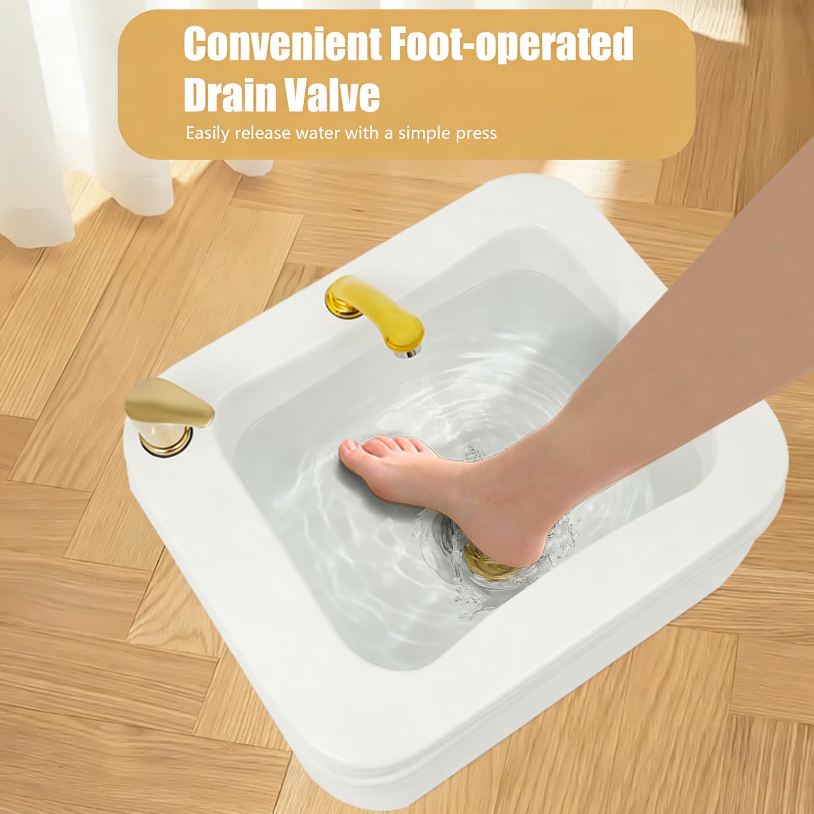 Dark Khaki BAIODNB Pedicure Foot Spa Bathtub Portable Acrylic Massage Footbath with Hot & Cold Water Pedicure Bowl Acrylic Pedicure Chair Shampoo Sink, Sink Spa Foot Shower Wash Salon, Massage Foot (White+Gold)