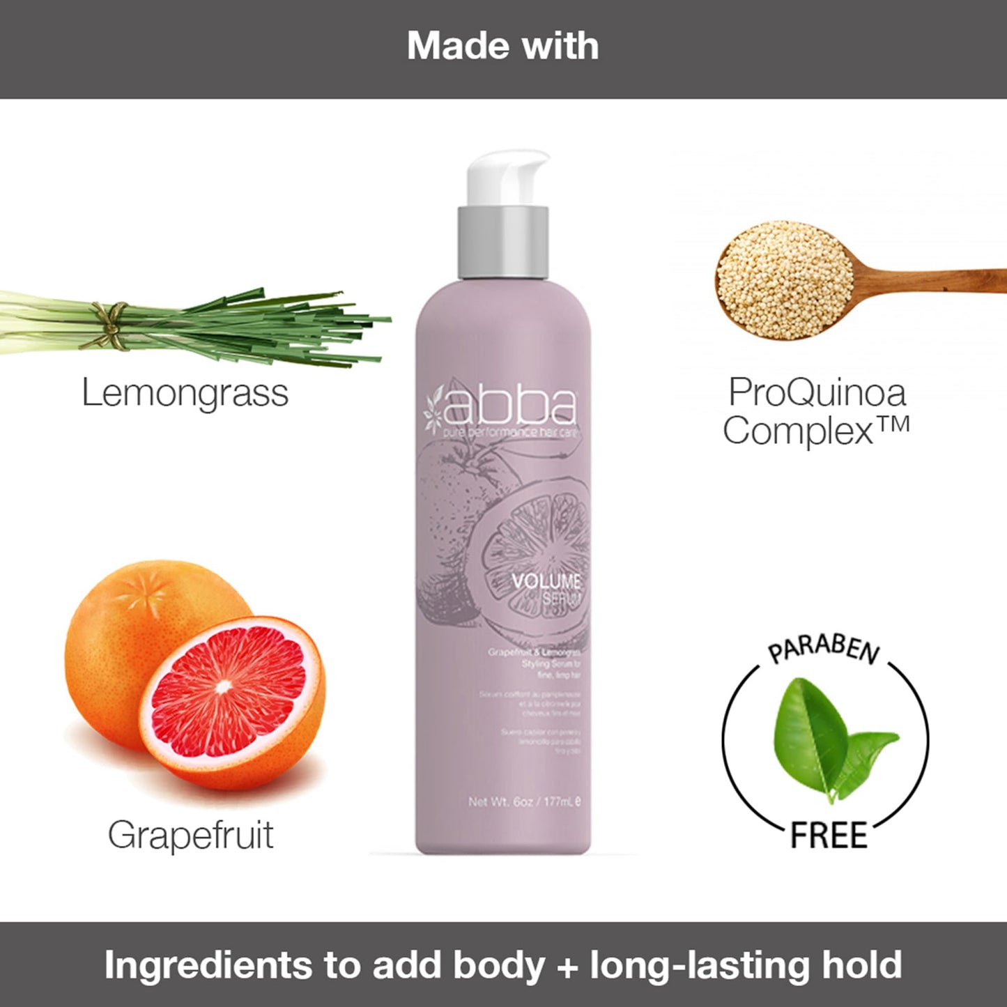 White Smoke ABBA - Pure Volume Serum - Grapefruit & Lemongrass, 6 fl oz