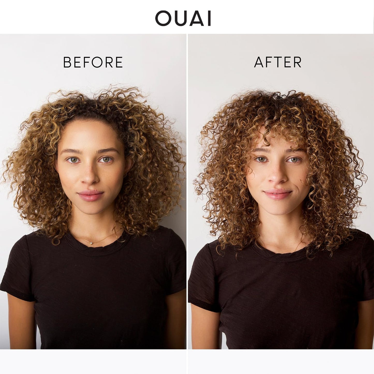Black OUAI Curl Cream - Curl Defining Cream with Chia & Linseed Oil - Enhances Definition, Hydration & Shine - Tames Frizz & Protects from Humidity - Silicone-Free Curly Hair Products for Women (8 oz)