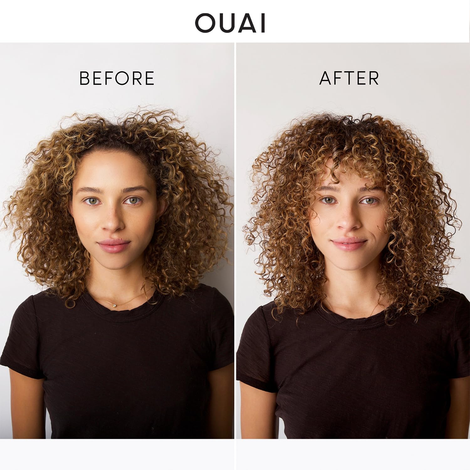 Black OUAI Curl Cream - Curl Defining Cream with Chia & Linseed Oil - Enhances Definition, Hydration & Shine - Tames Frizz & Protects from Humidity - Silicone-Free Curly Hair Products for Women (8 oz)
