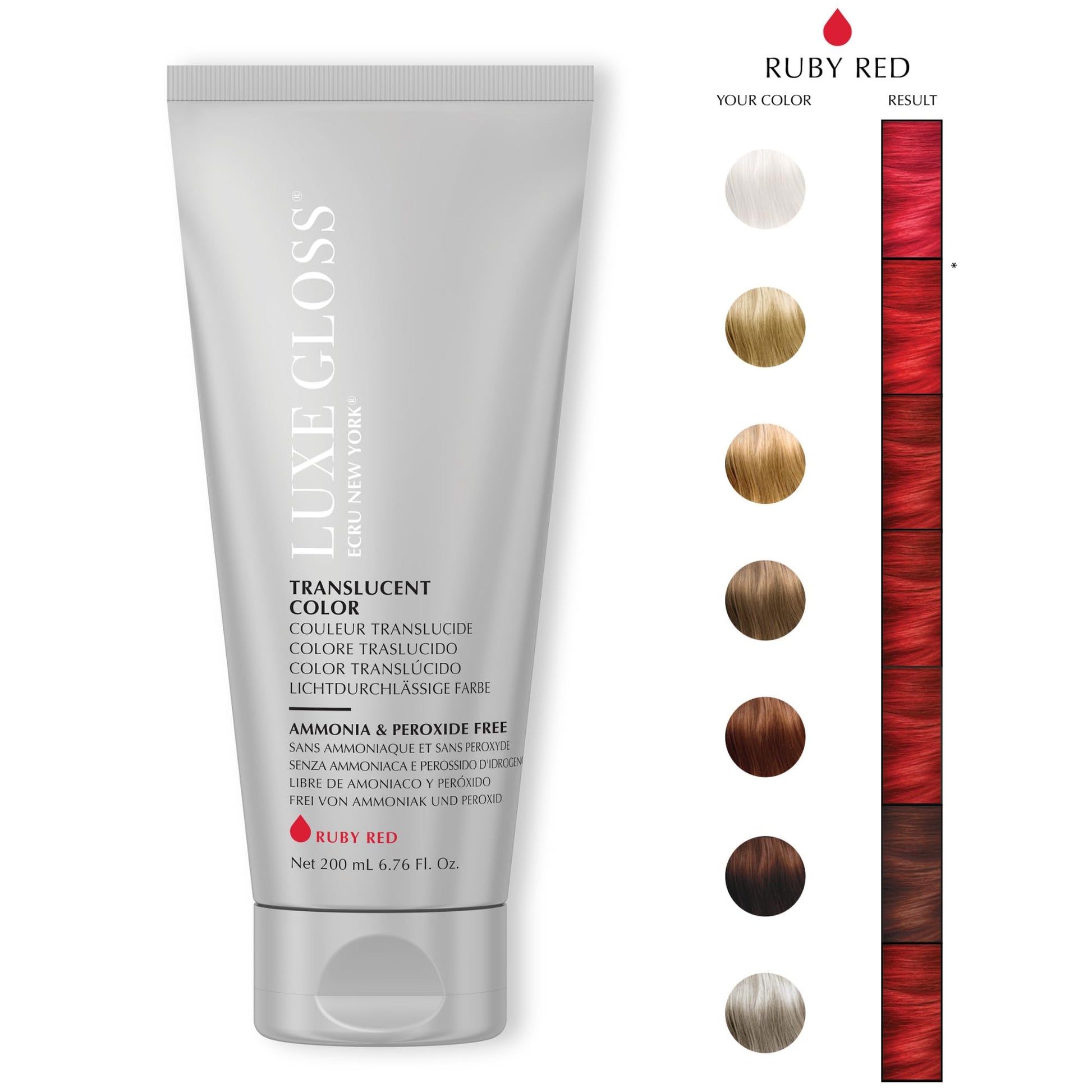 White Smoke ECRU New York LUXE GLOSS Hair Gloss for Enhanced Color and Glass-Like Shine, Ruby Red