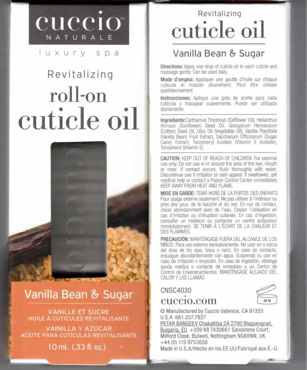 White Smoke Cuccio Naturale Revitalizing Roll-on Cuticle Oil Vanilla Bean & Sugar 10ml