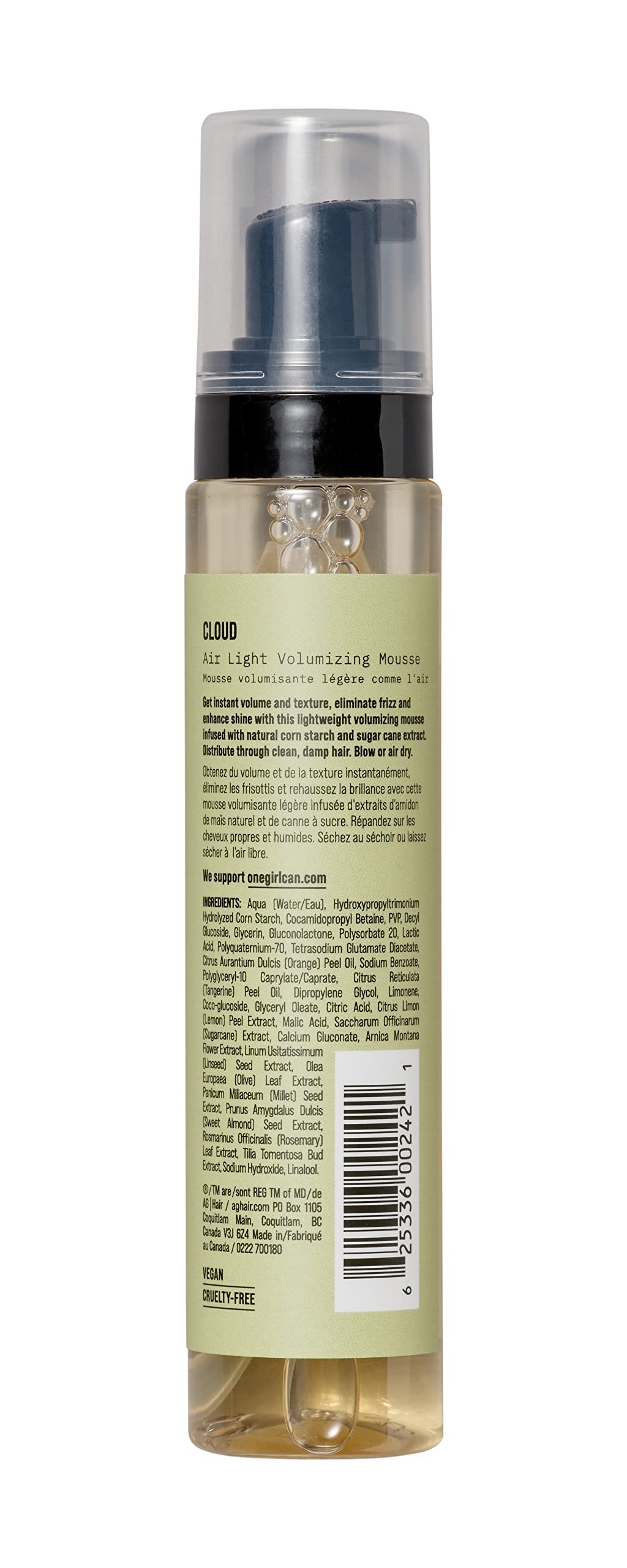 Dark Gray AG Care Cloud Air Light Volumizing Mousse, 3.6 Fl Oz