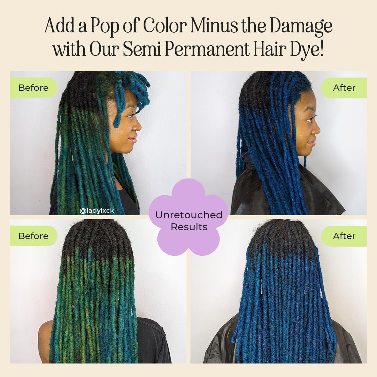 Lavender INH Semi Permanent Hair Color | Color Depositing Conditioner, Aquamarine Hair Dye | No Bleach No Peroxide Temporary Blue Green Tint for Women, Men | Vegan, Ammonia Free, Sulfate Free, Ready to Use 6oz